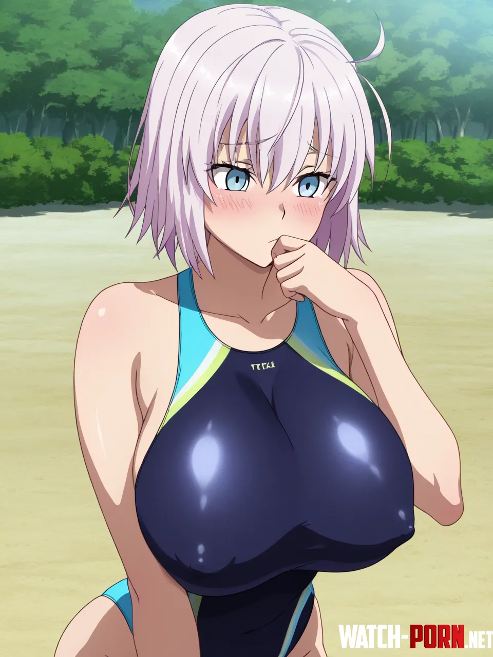 Latex tight competition swimsuit by EroartAI