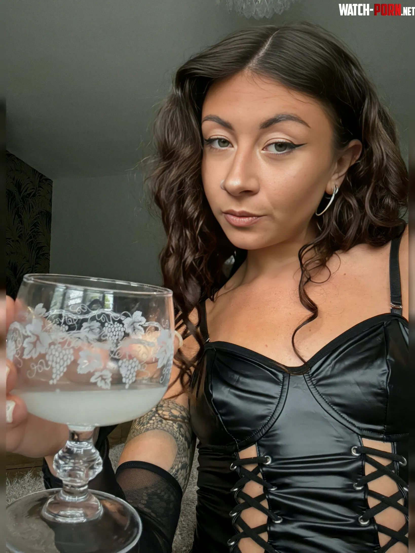 Warm cum in the glass — ready to swallow every drop for me? by Pinggouri