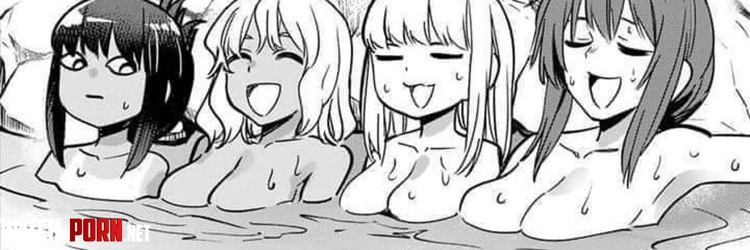 LF Mono Source 4girls, water, onsen, breasts, large_breasts, medium_breasts, small_breasts, breast_envy, tan, staring, partially_submerged, looking_at_breasts, bathing by masochistictransgirl