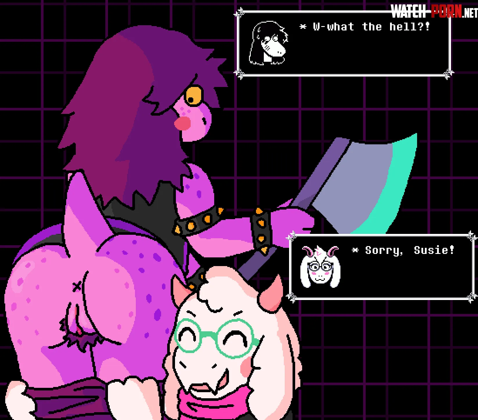 [Susie, Ralsei] Susie gets her comeuppance. (by me) by SprunkRat