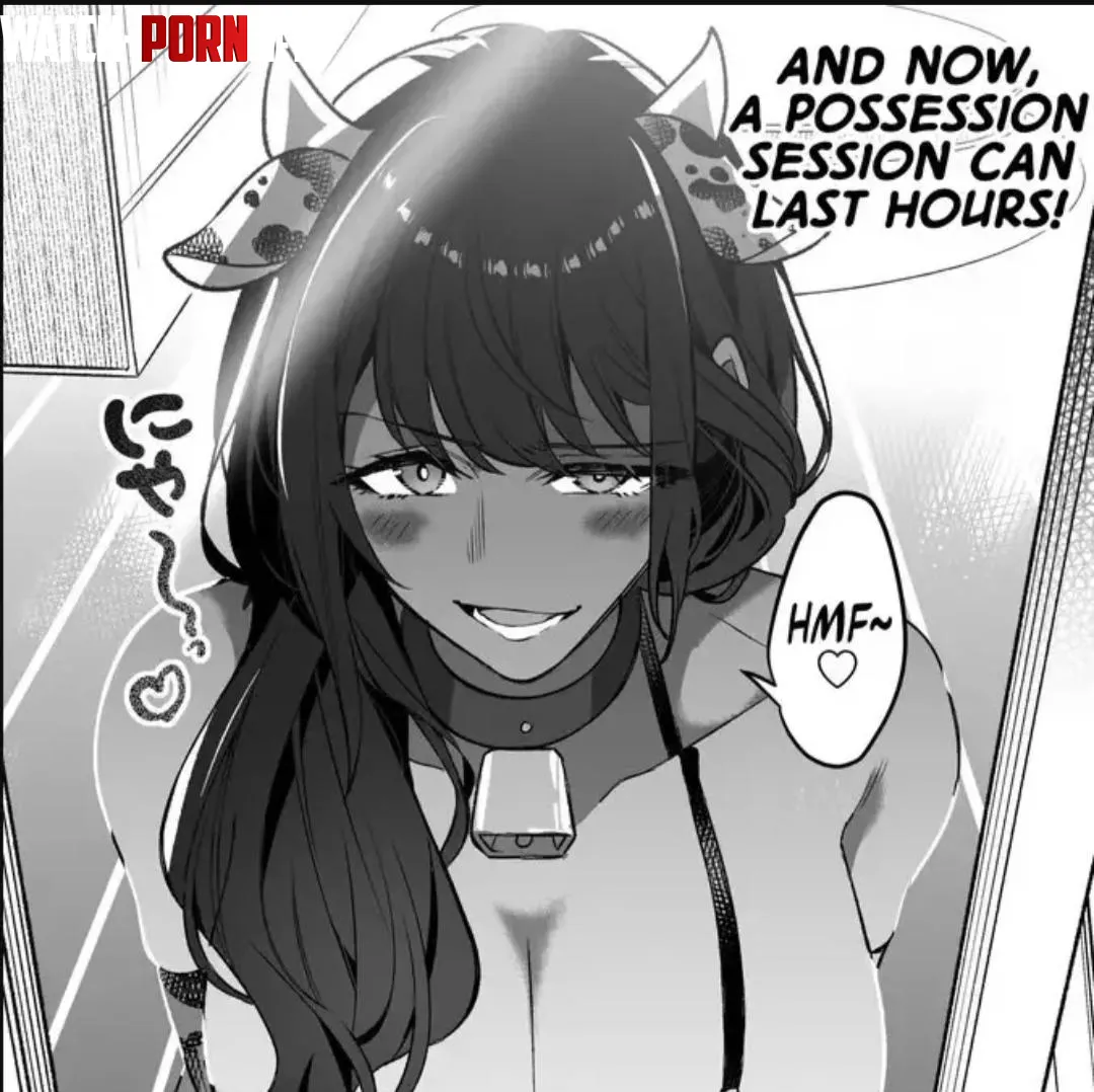 LF mono source: 1girl, dark skin, collar, cow bell, cow ear, cow bikini, horn, blushing, black hair, long hair, open mouth, mirror, 