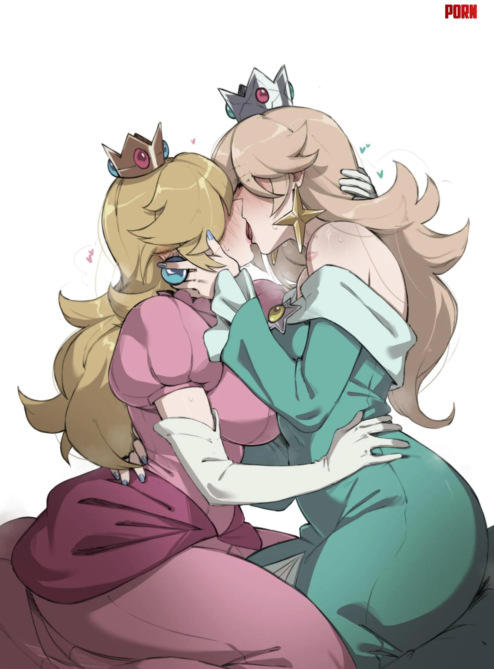 Peach and Rosalina Kiss [Super Mario] by Silent_Steak_9540