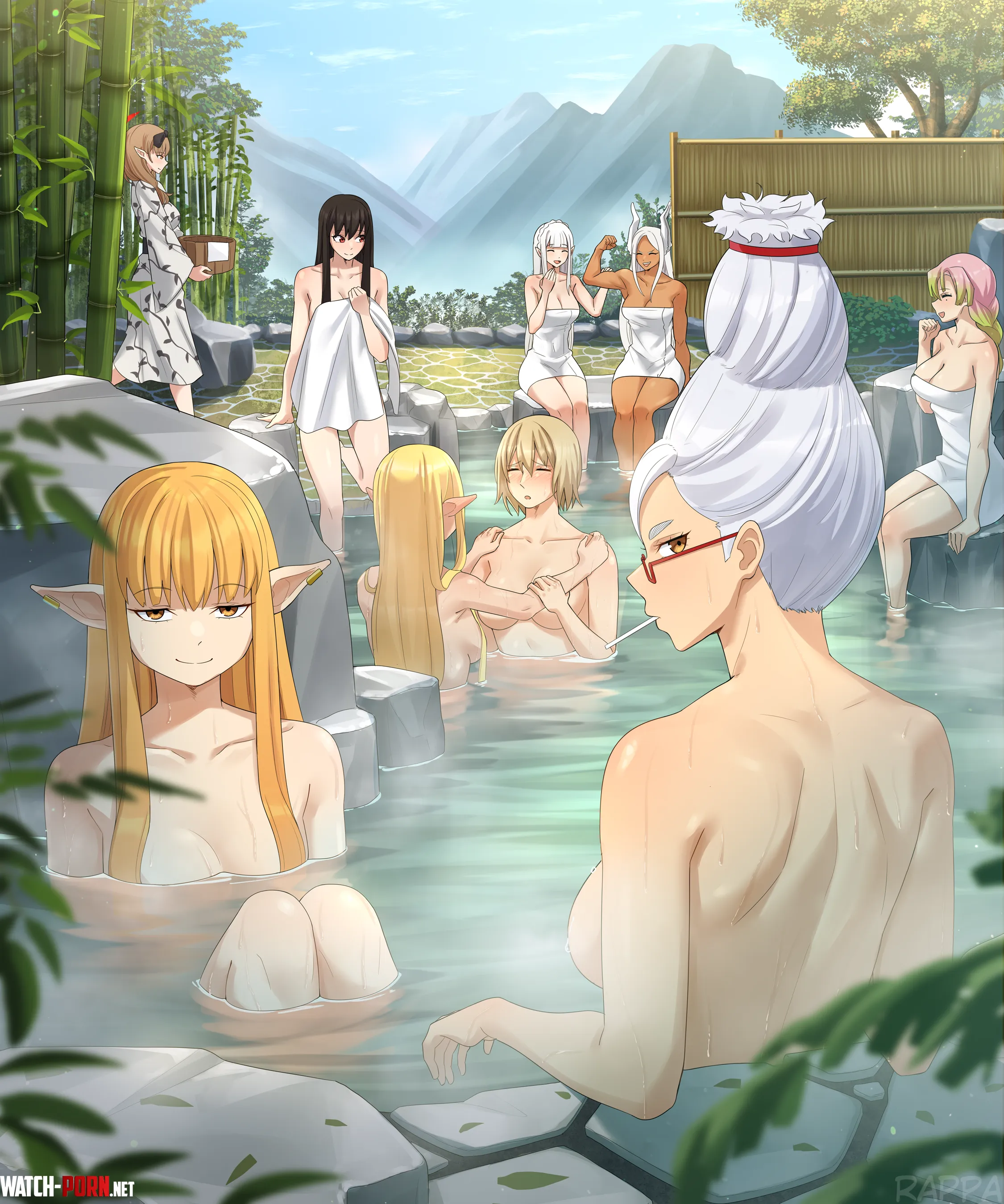 Multiverse onsen [Sousou no Frieren, Dandadan & some others] (Rappa) by Attacking_Diarrhea