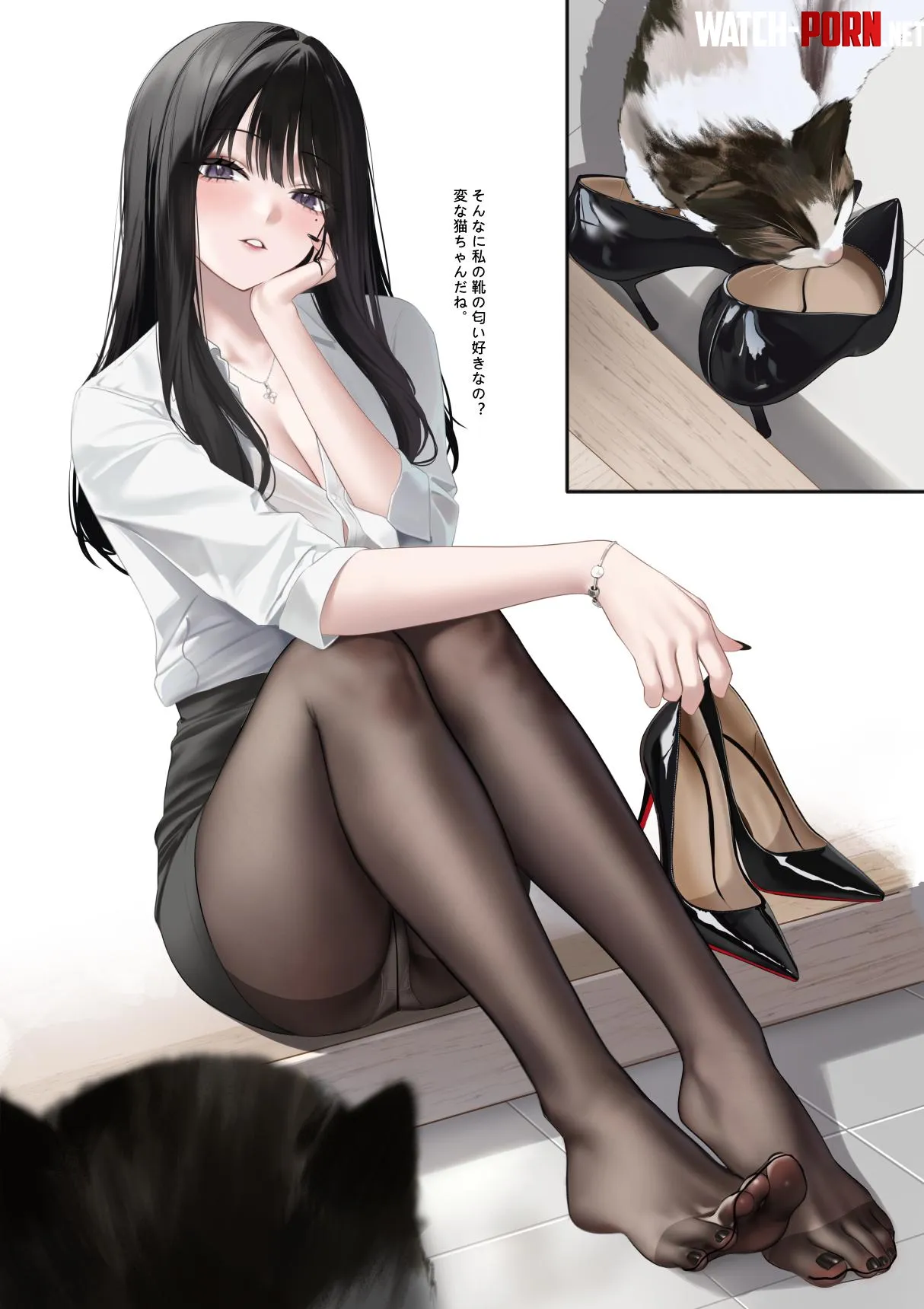 Office Lady & her Cat [Original] (SAEU) by WoolsonDaSheep