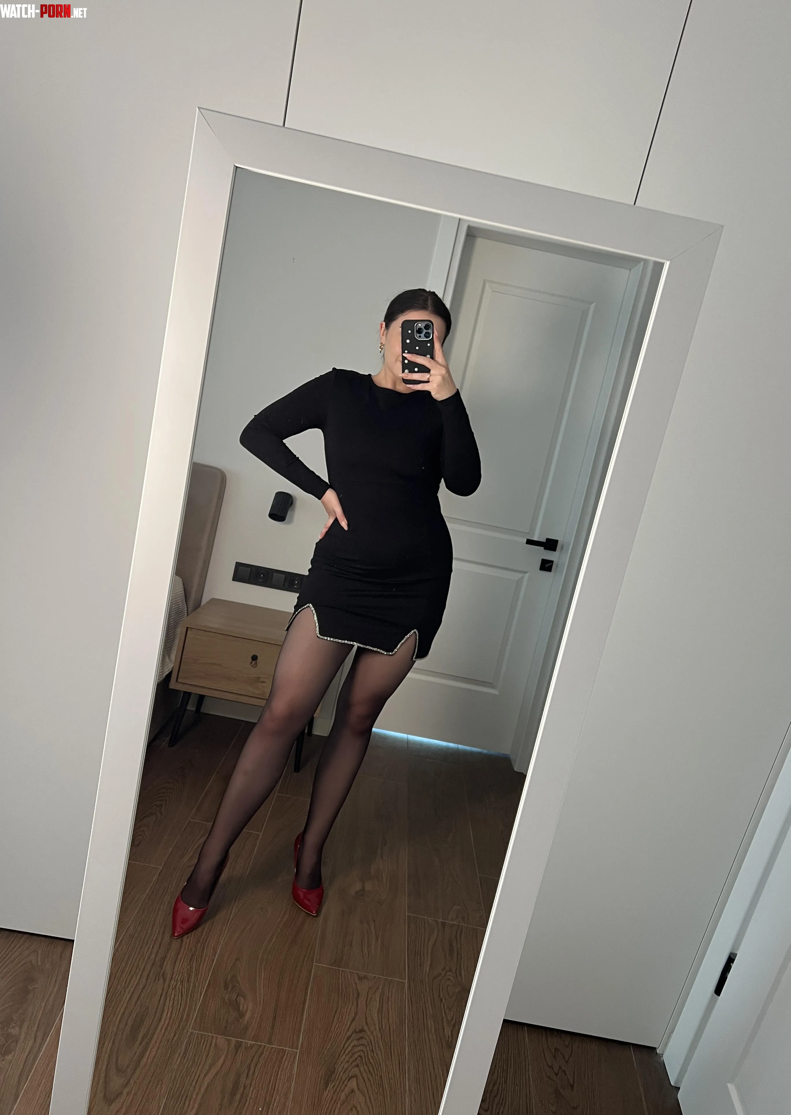 Sheer pantyhose smoothing every line, effortlessly elegant. by AlinaRoseModel