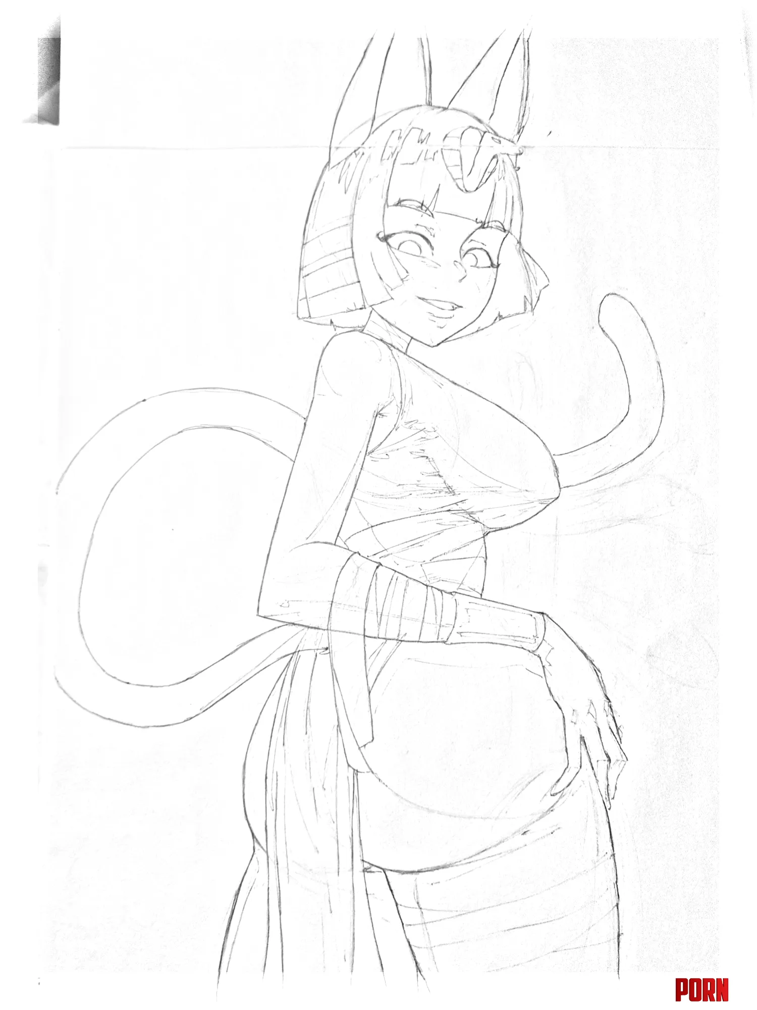 Ankha sketch ✏ (Original) by Yoko_Maru