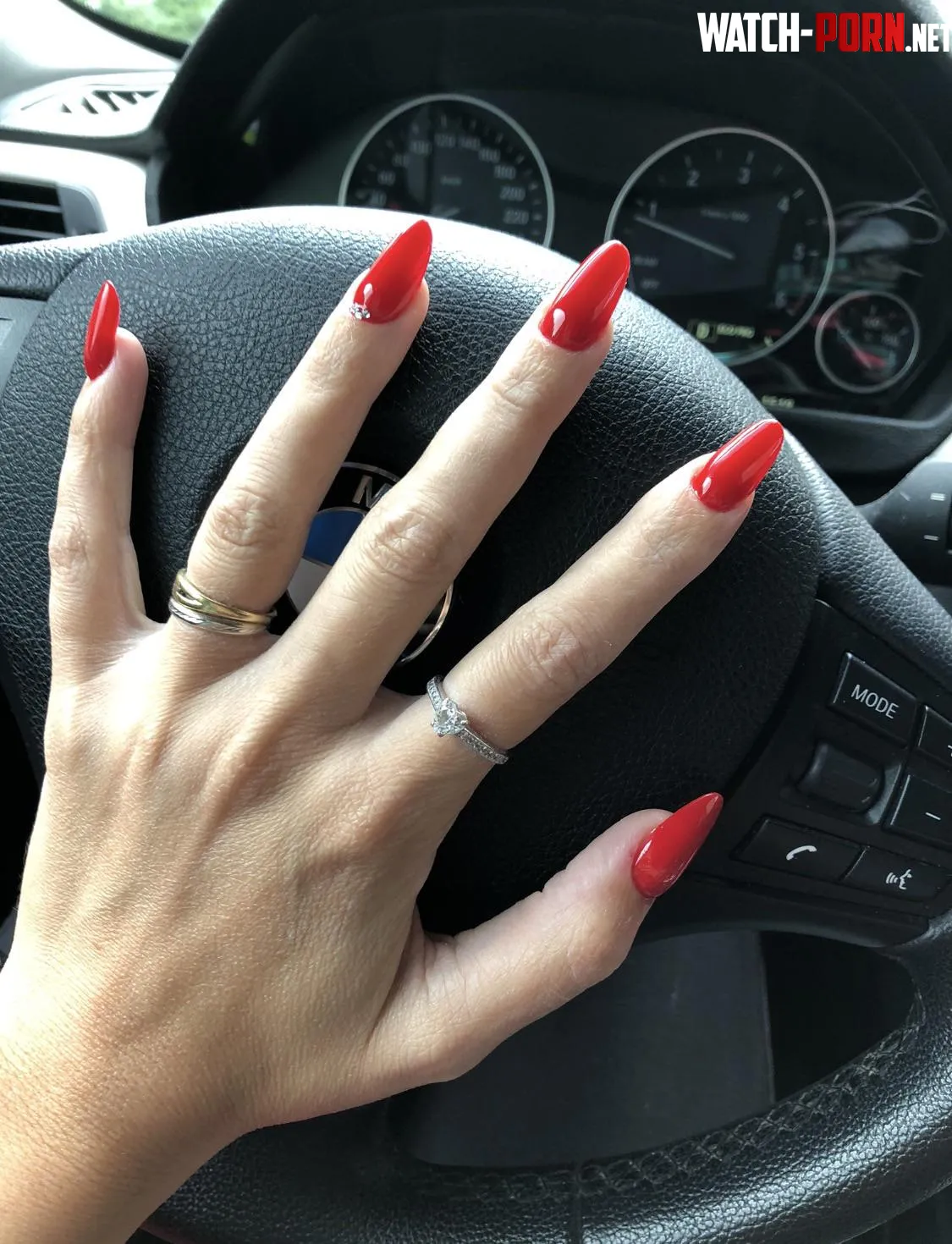 Red nails French by frenchghostwoman1982