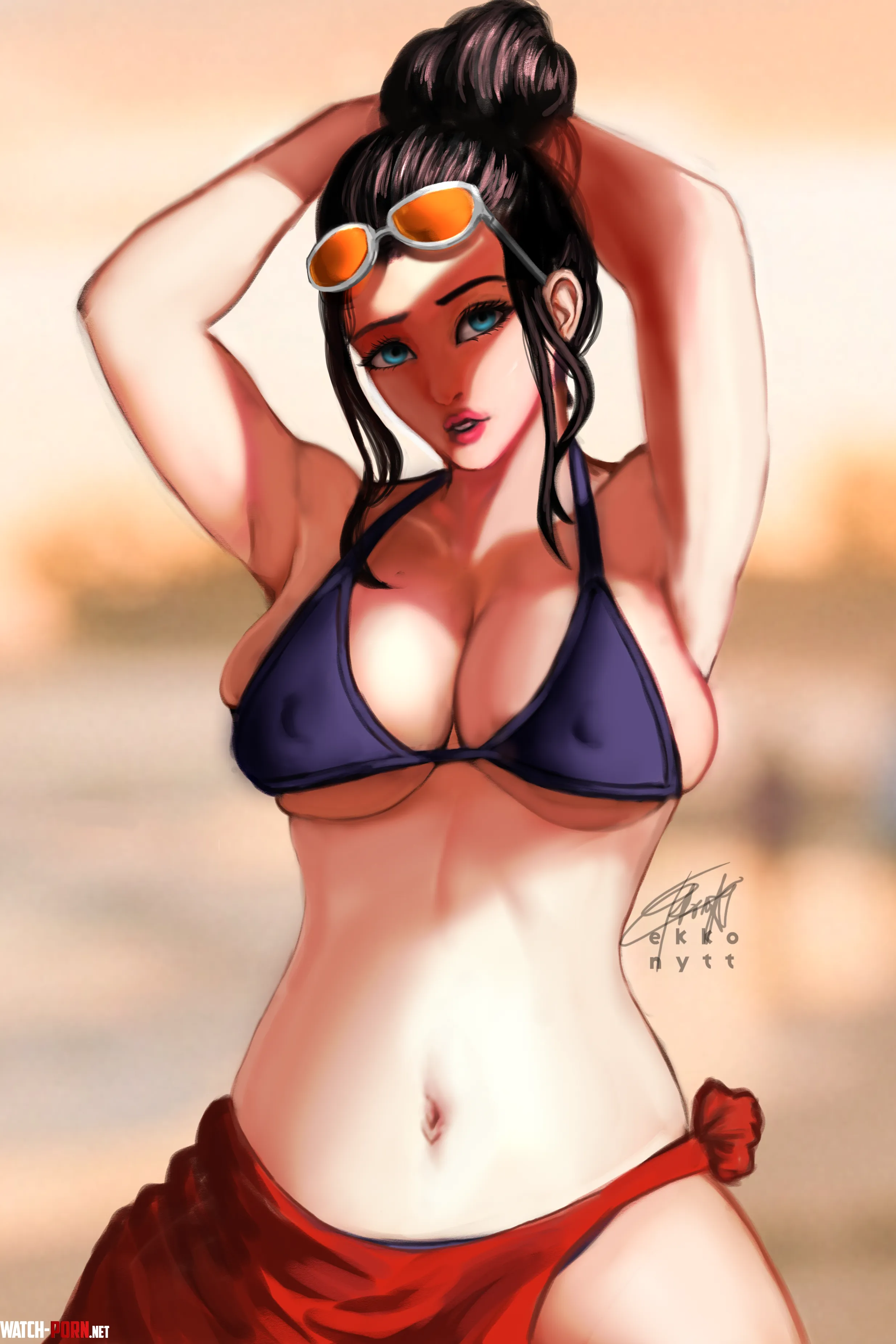 Nico Robin at the beach [One Piece] (ekkonytt) by Echoe_Night
