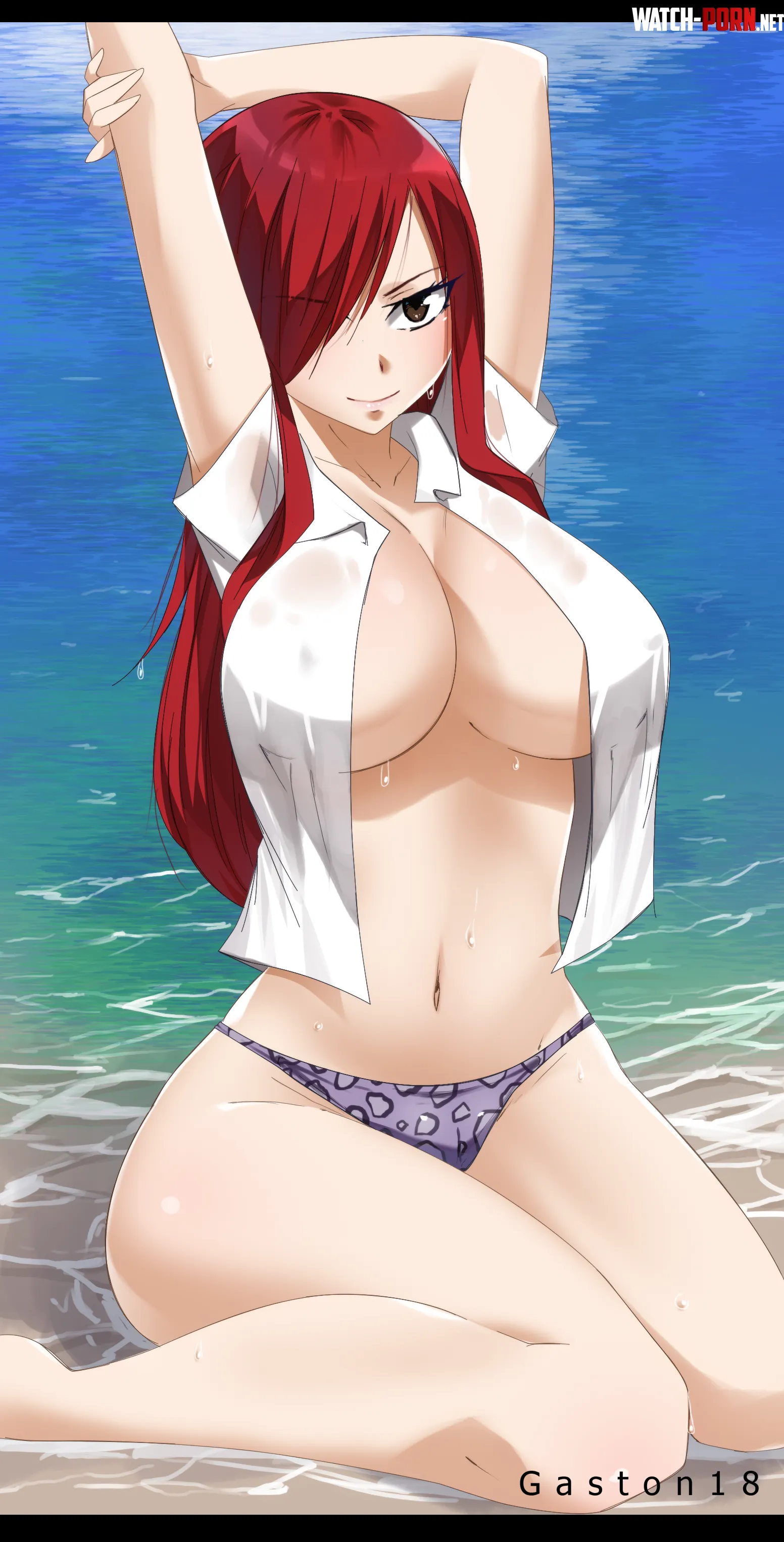 Beach Erza [Fairy Tail] (Gaston18) by Attacking_Diarrhea