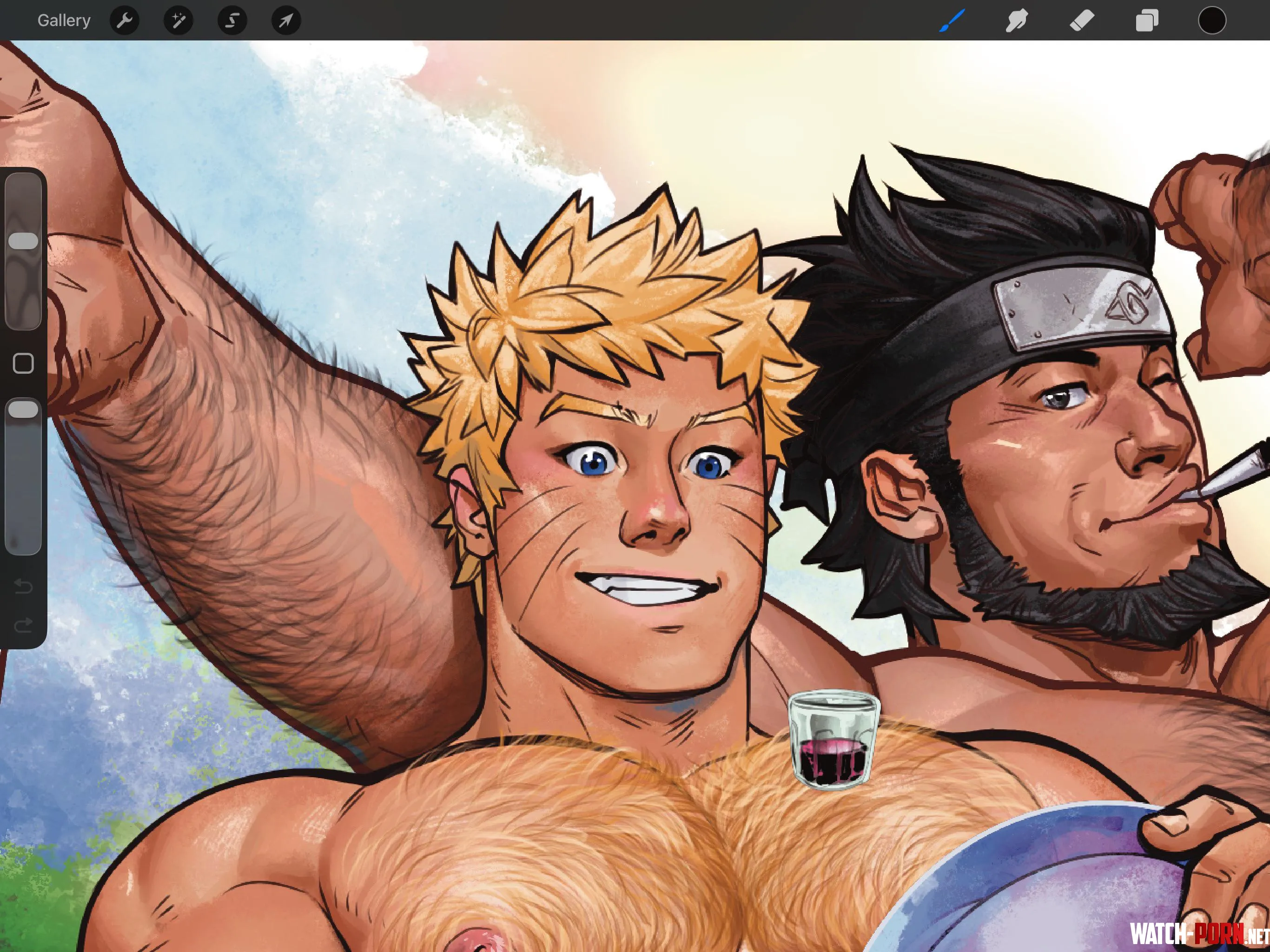 Naruto and Asuma(cropped) by me by Blakealexanderart