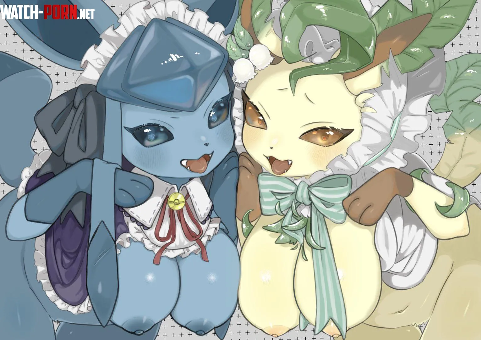 Glaceon & Leafeon serving thier master (bojico_1010) by No_thoughts_anymore