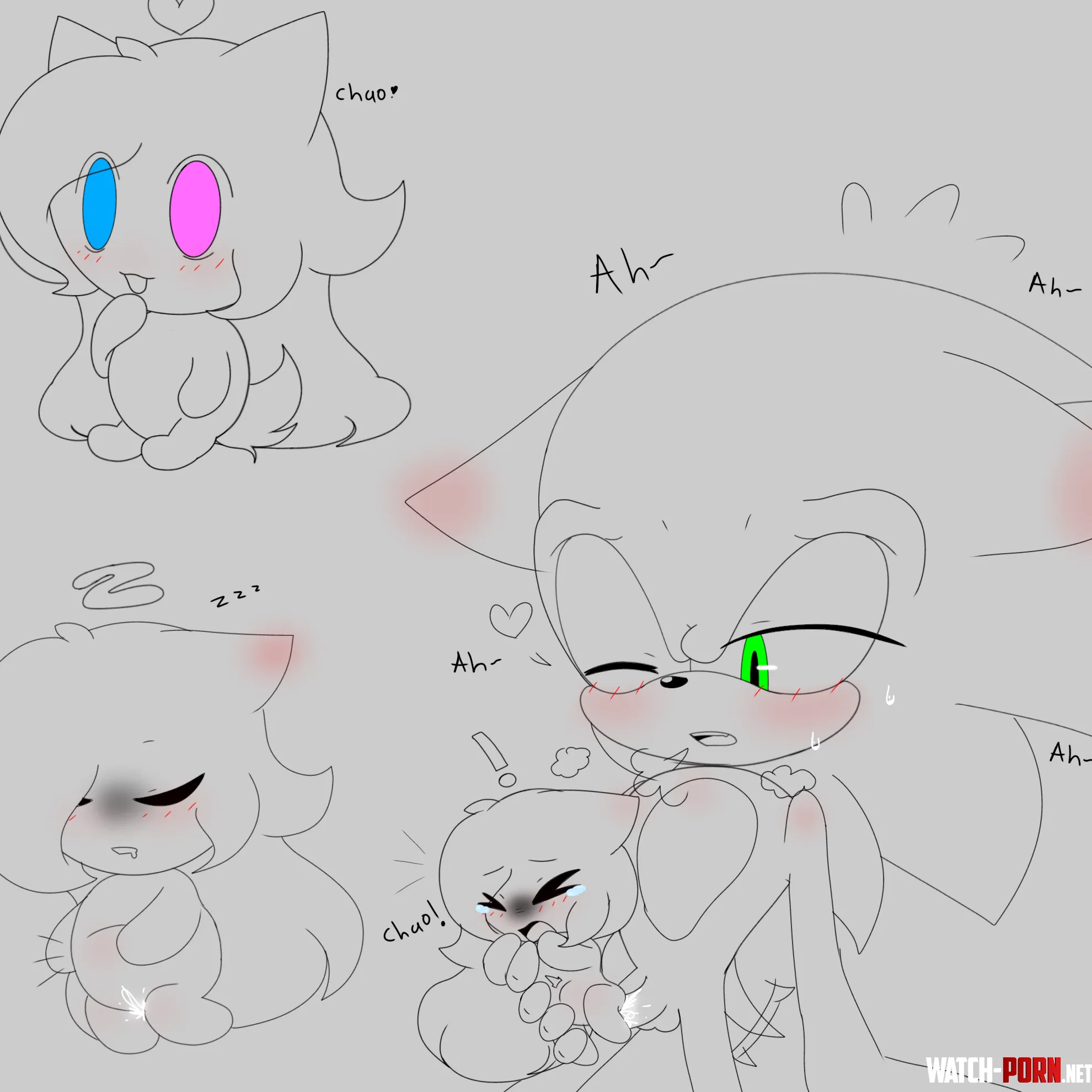 I drew this like an idiot because I don't really know how to draw NSFW characters. (Sonic and Chao/Cute) by Cute_the_wolf