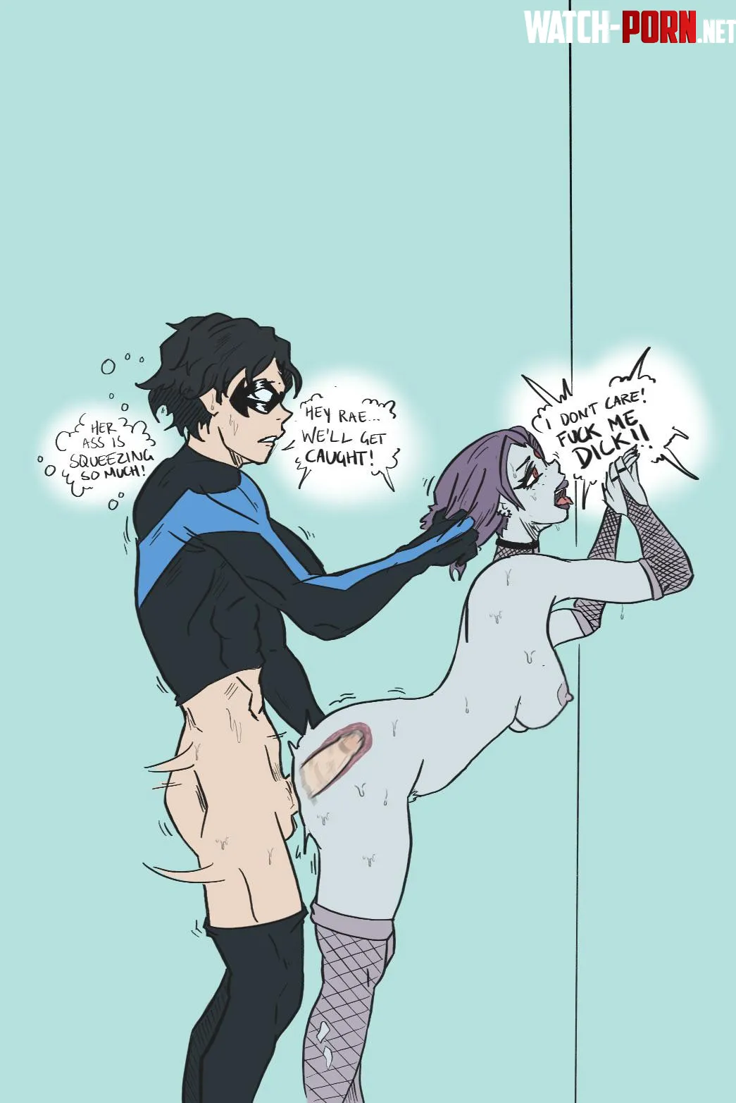 Nightwing and Raven! (art by me!) by finballz