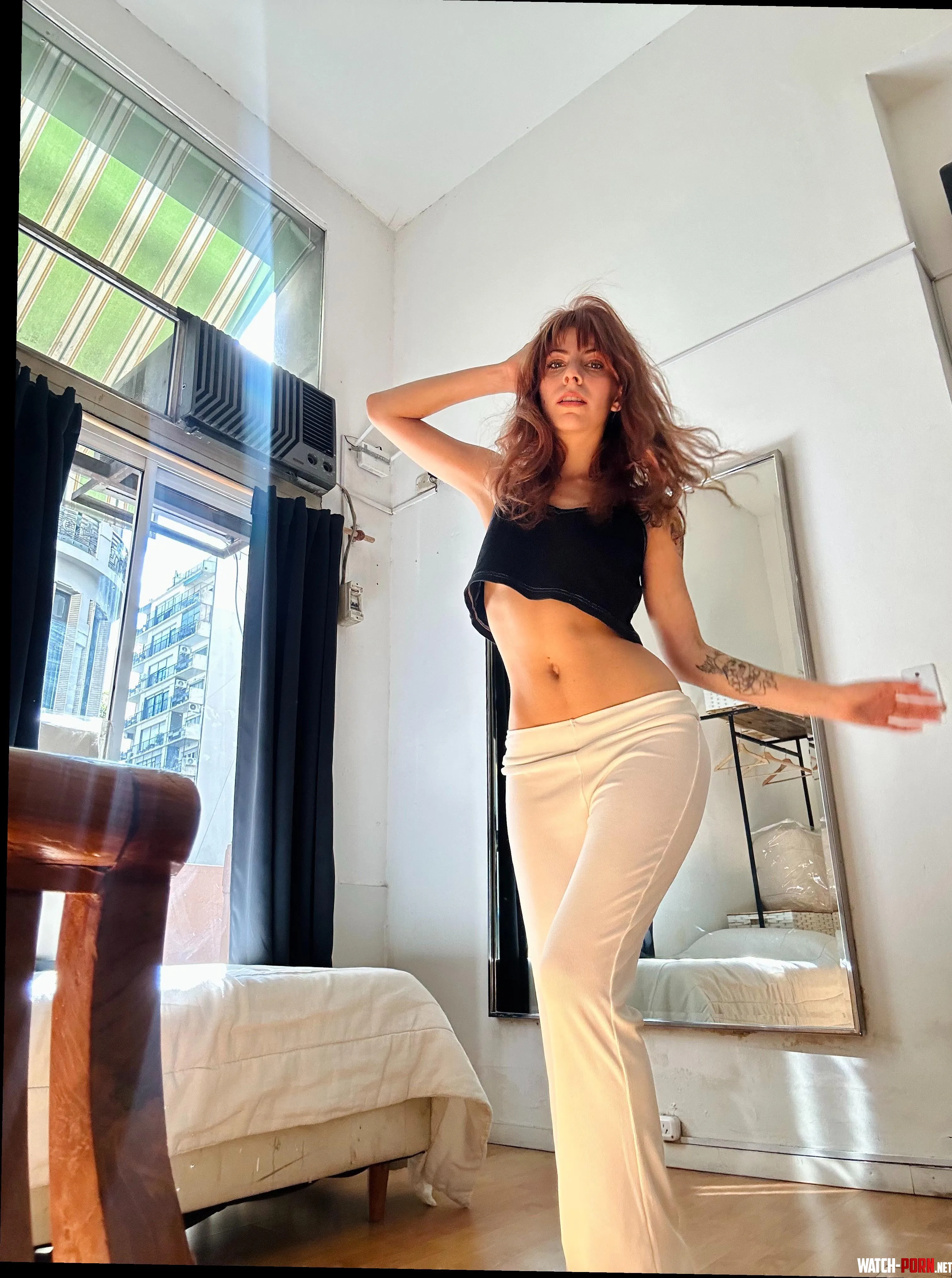 Showing off my croptop and letting you enjoy the view by Emberwhisper10