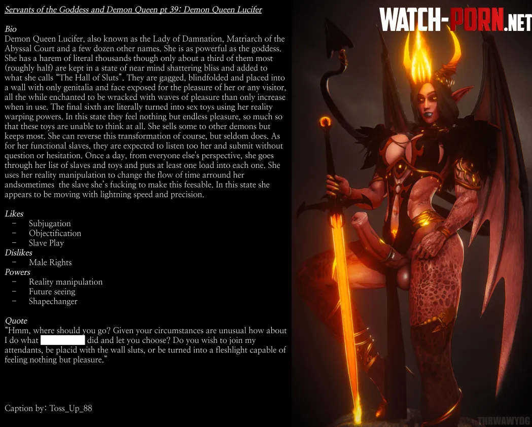 Servants of the Goddess and Demon Queen pt 39: Demon Queen Lucifer by Toss_Up_88