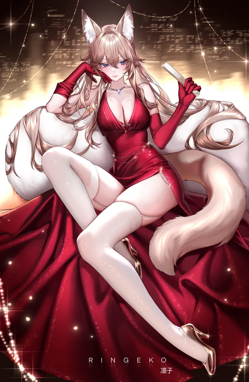 Thumbnail Red Dress and Gold Shoes: A Stylish Original by elegantloveglimmer - Thighdeology