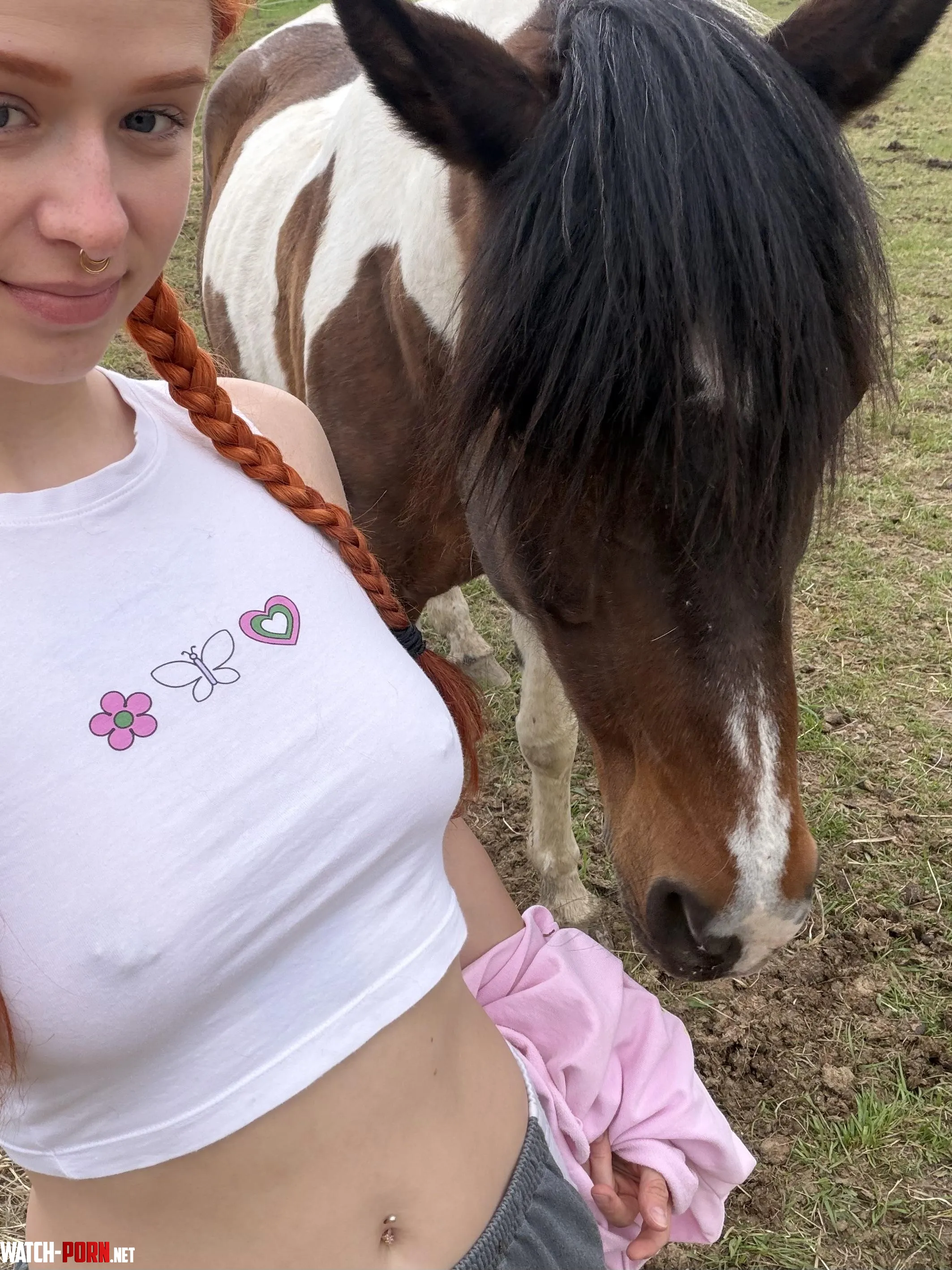 Braless around horses as well by RedheadFairy03