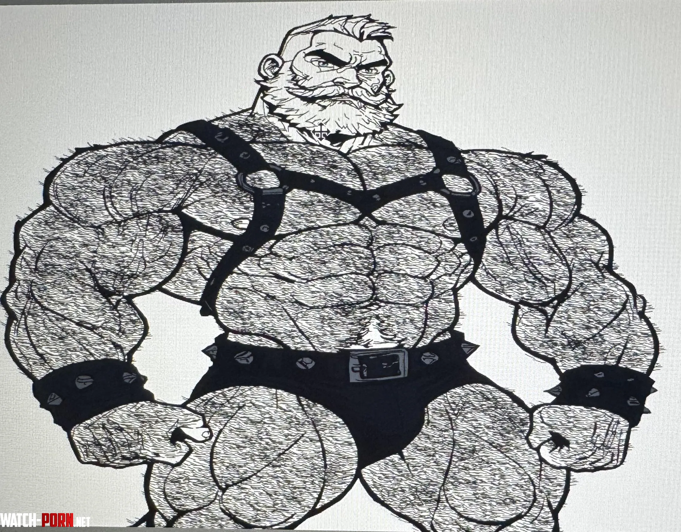 Big hairy muscle bear sketch version ( By me ) by Inside_Definition758