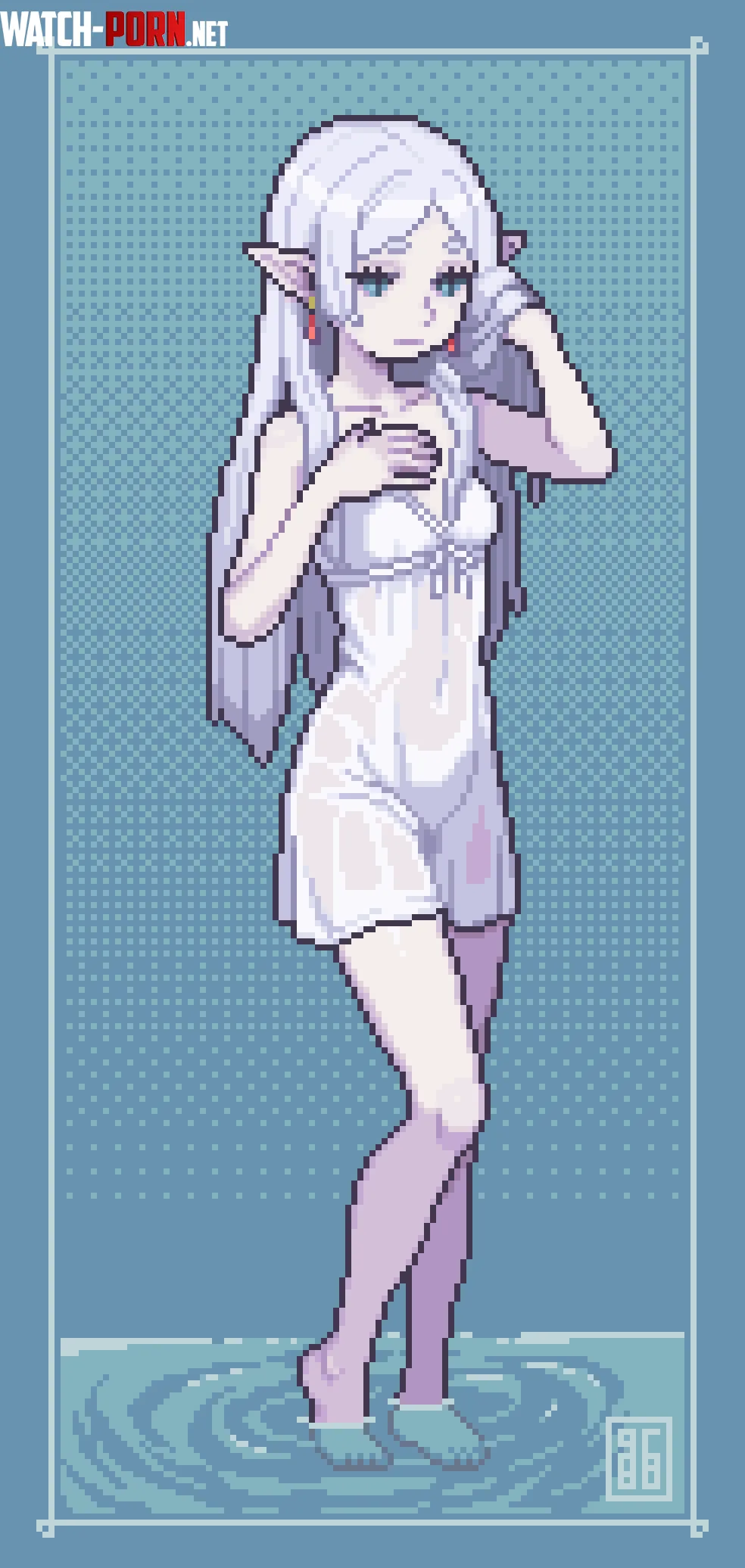 Frieren taking a well deserved bath 💙 by gelatorosa