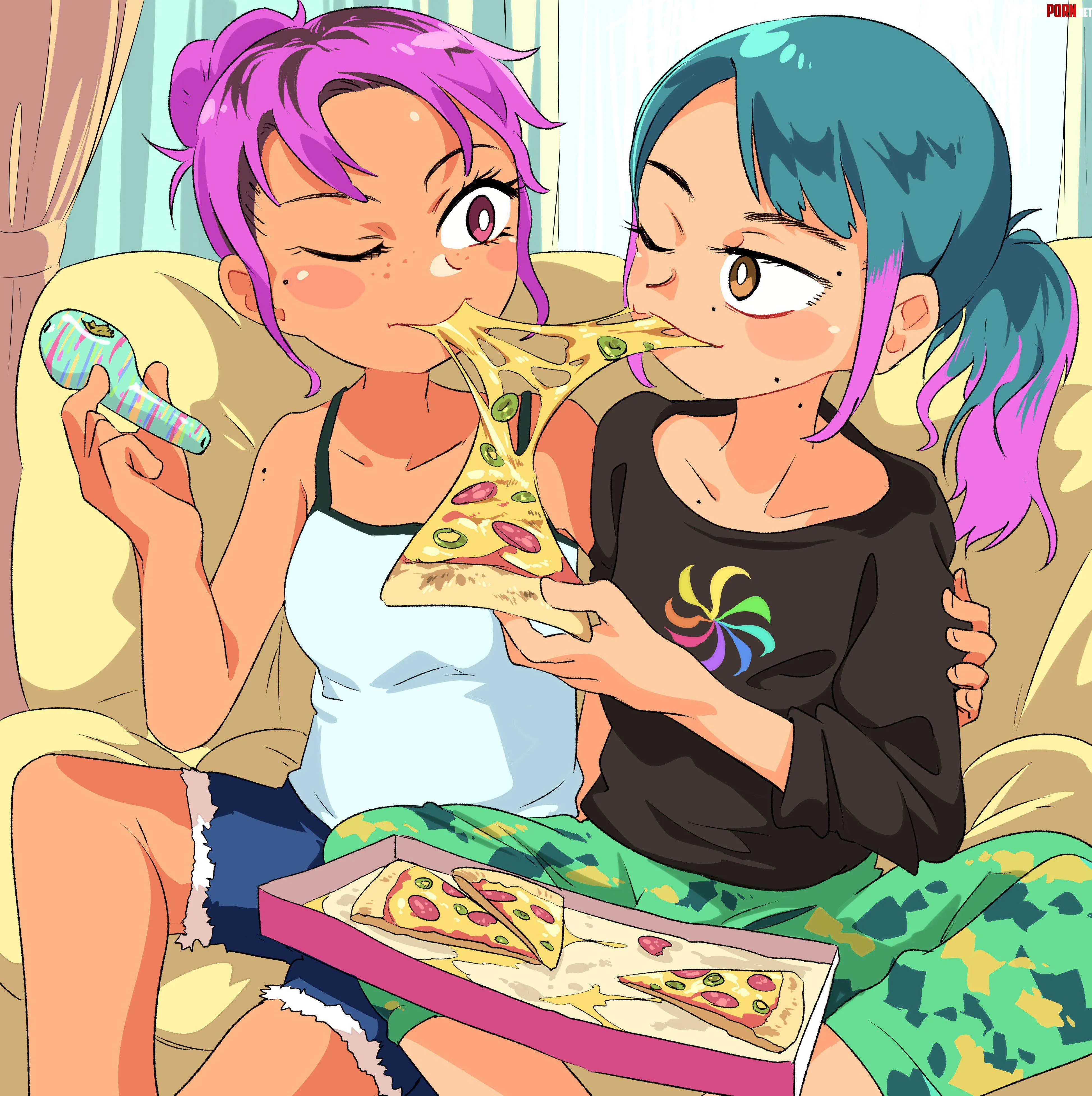 Smoking a bowl and sharing a pizza [Original] (rapparu) by MartyrOfDespair