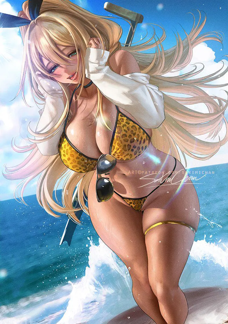 Thumbnail Sensual Artistry: Rupee at the Beach by SakimichanArt in Nikke's Realm