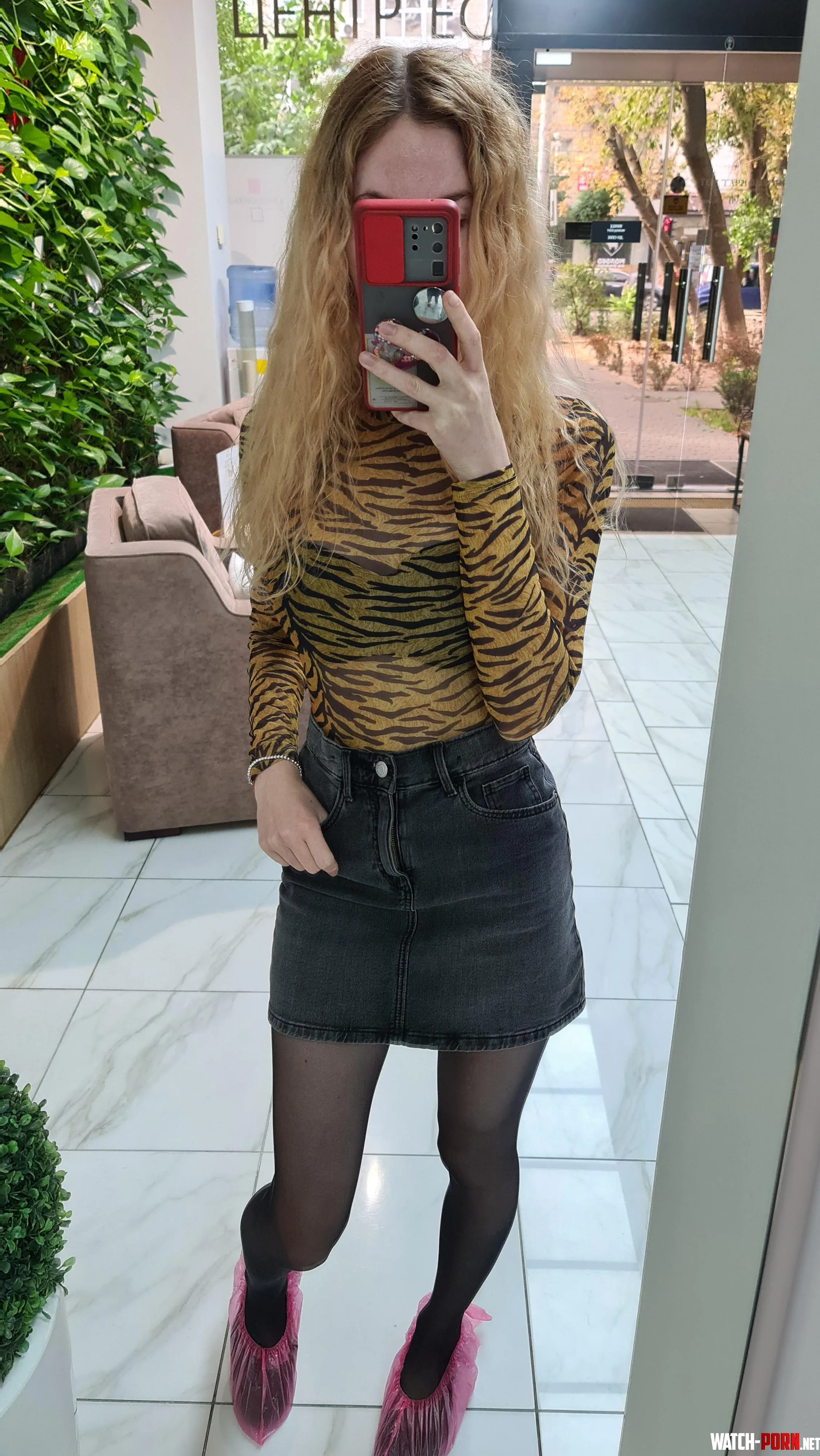 The denim skirt looks cute by LittleKiss_ka