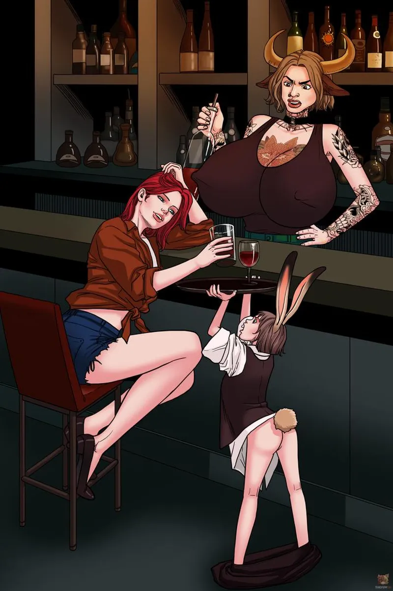 Thumbnail Never Drink With a Witch (Studio Arieta - Yuan) [anthro, multiple girls, cow girl, bunny girl, breast expansion, shrinking] by Cezar_Nix