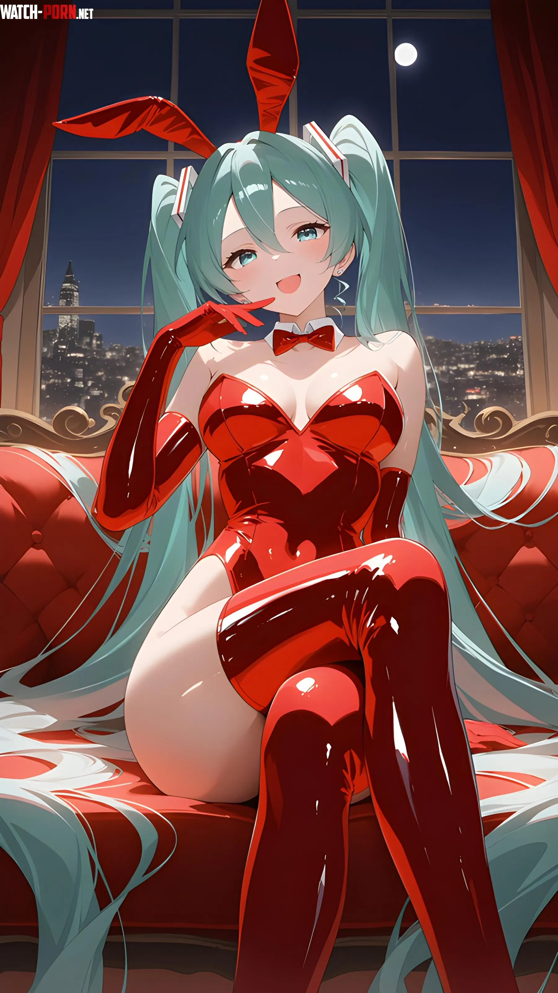 Red Bunny Miku [Vocaloid] by WoolsonDaSheep