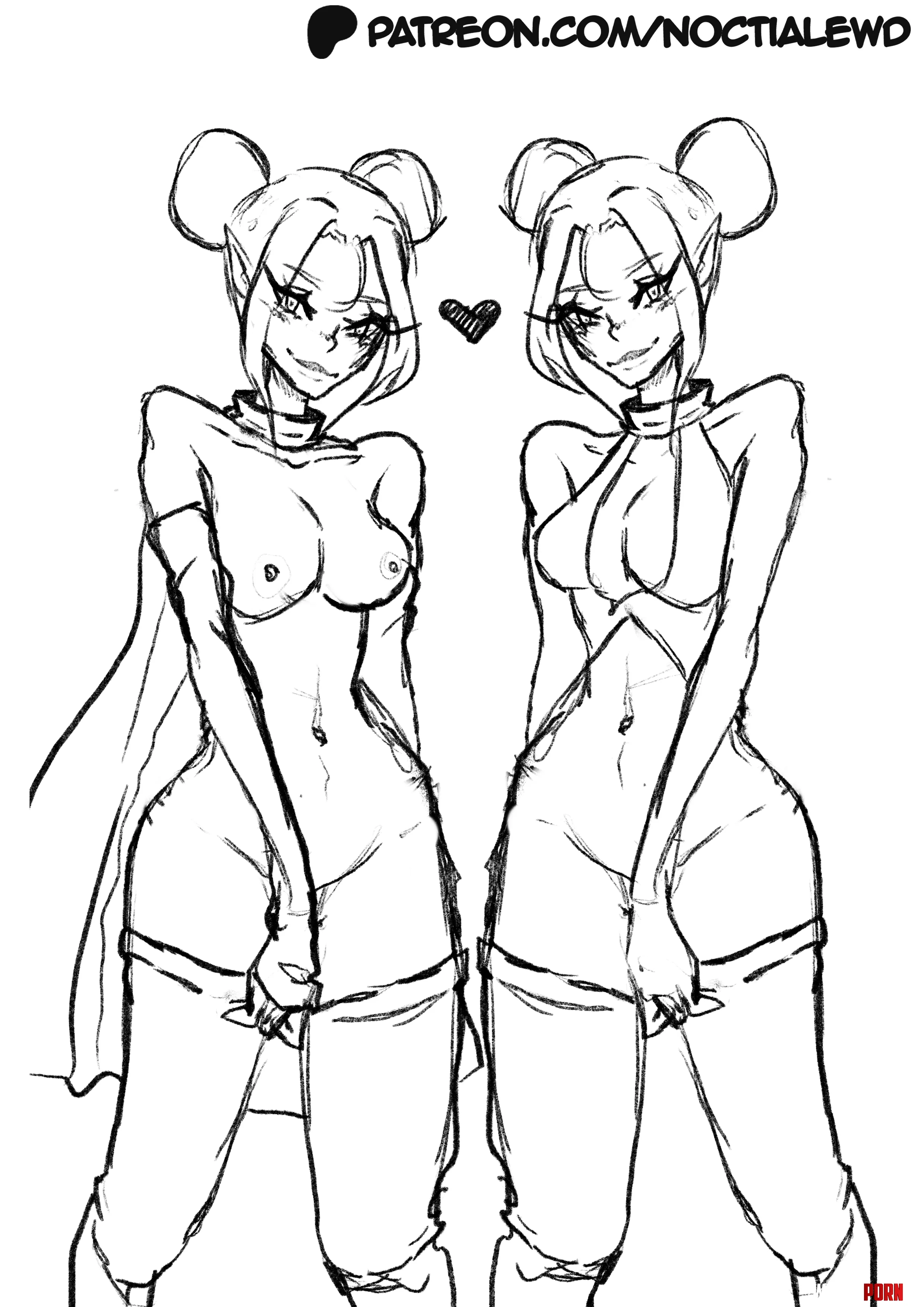 The twin elf sisters! New character concept <3 should I finish it? by NoctiaLewd