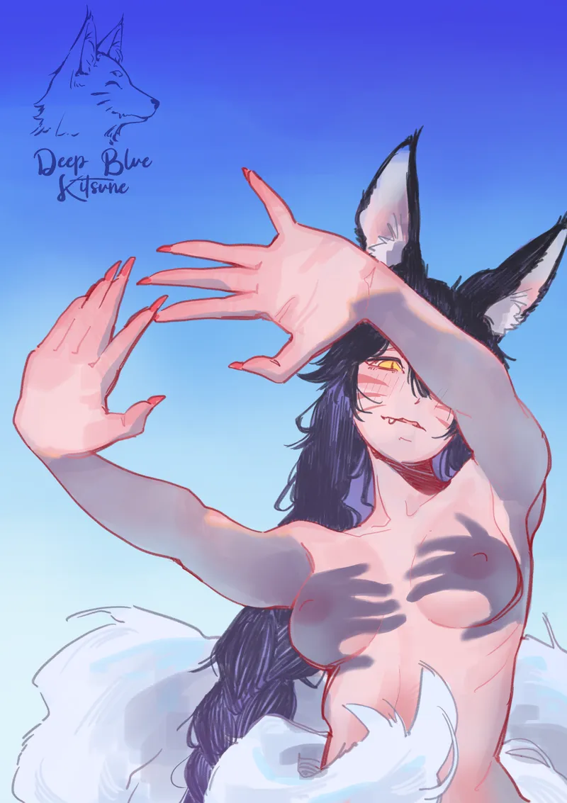 Thumbnail Ahri Basks in the Sun: Deep Blue Kitsune's Creations