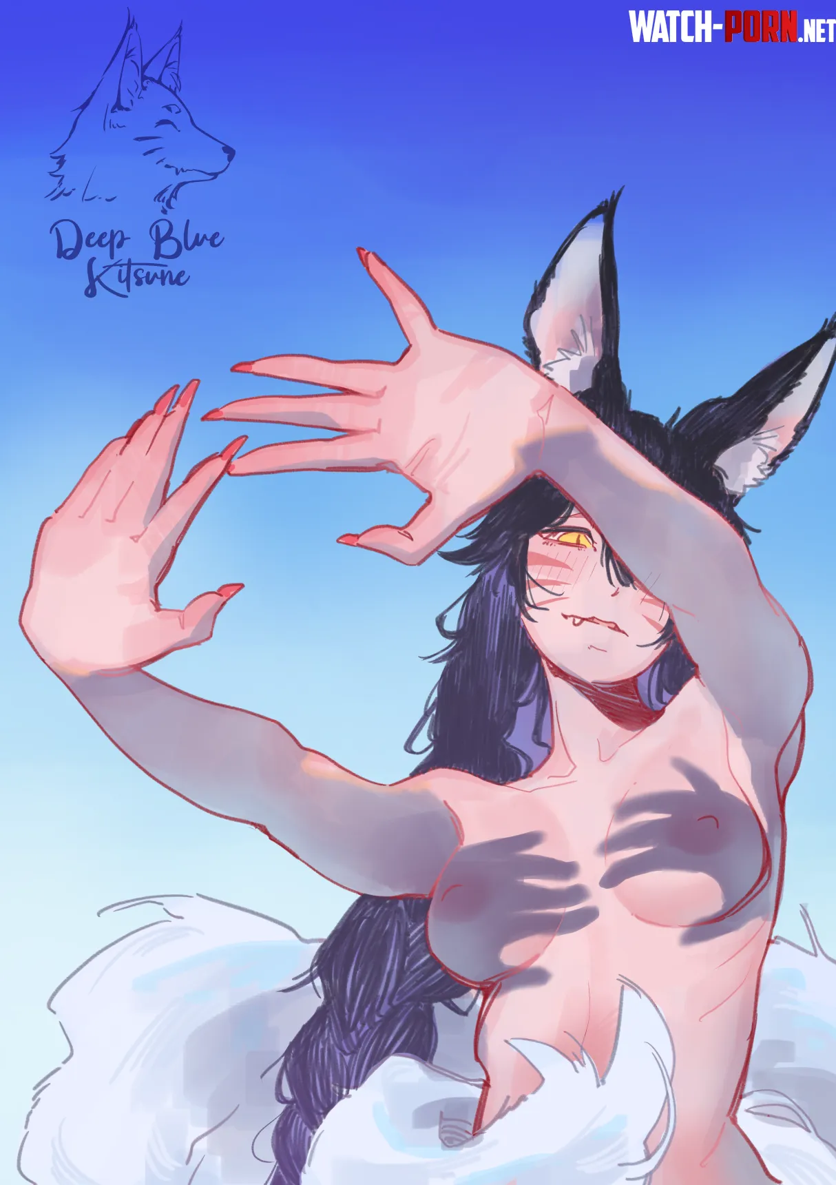 Ahri in too much sun (Deep Blue Kitsune) by Deep_Blue_Kitsune
