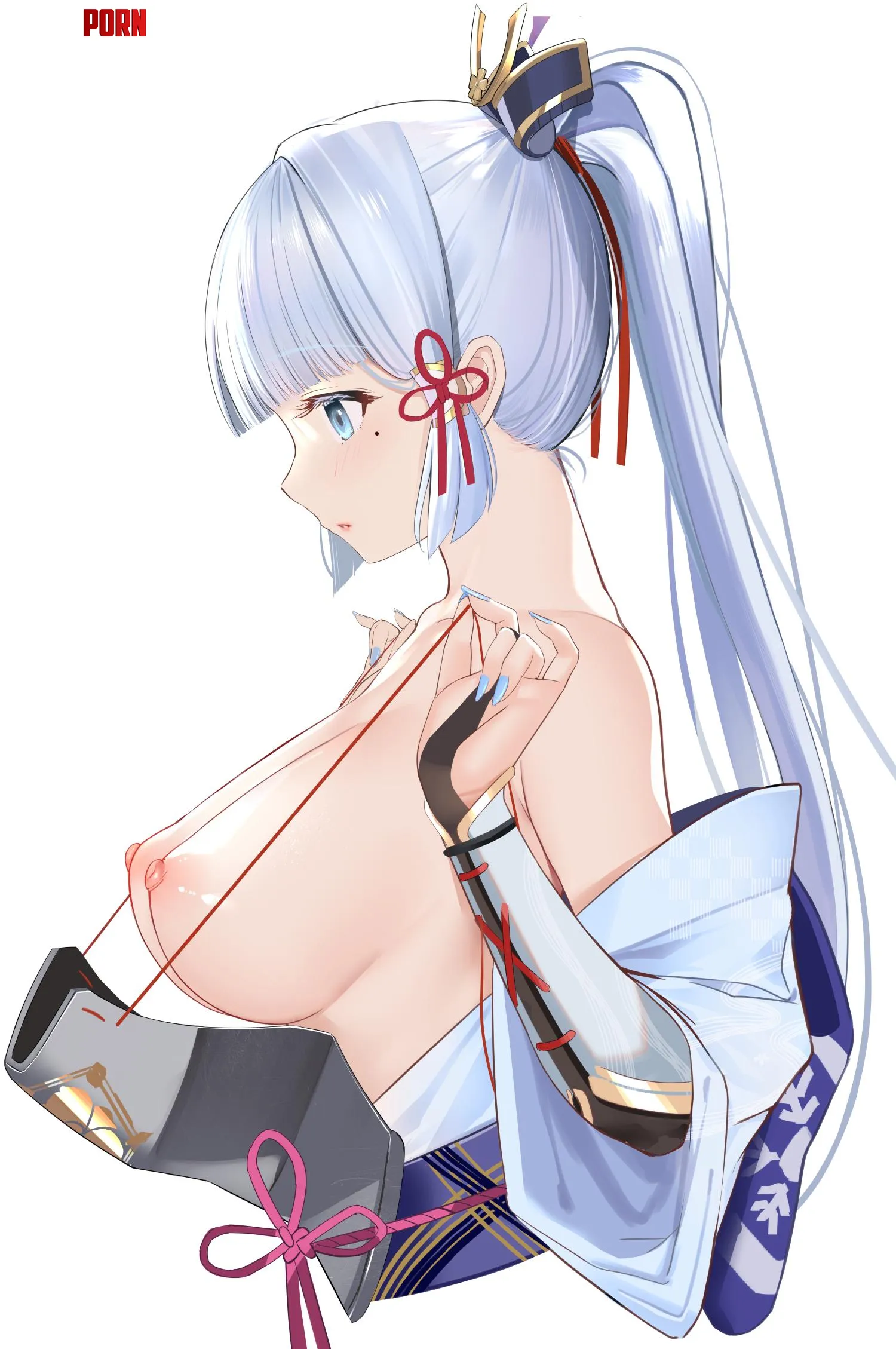 Ayaka taking off her armor (mukatsukusan) [Genshin Impact] by destinyherowolf