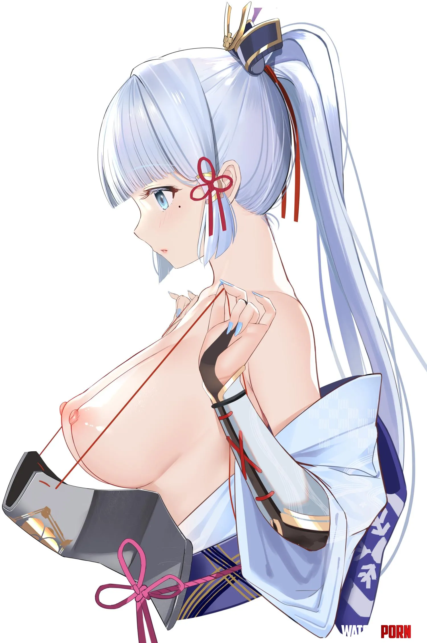 Ayaka taking off her armor (mukatsukusan) [Genshin Impact] by destinyherowolf