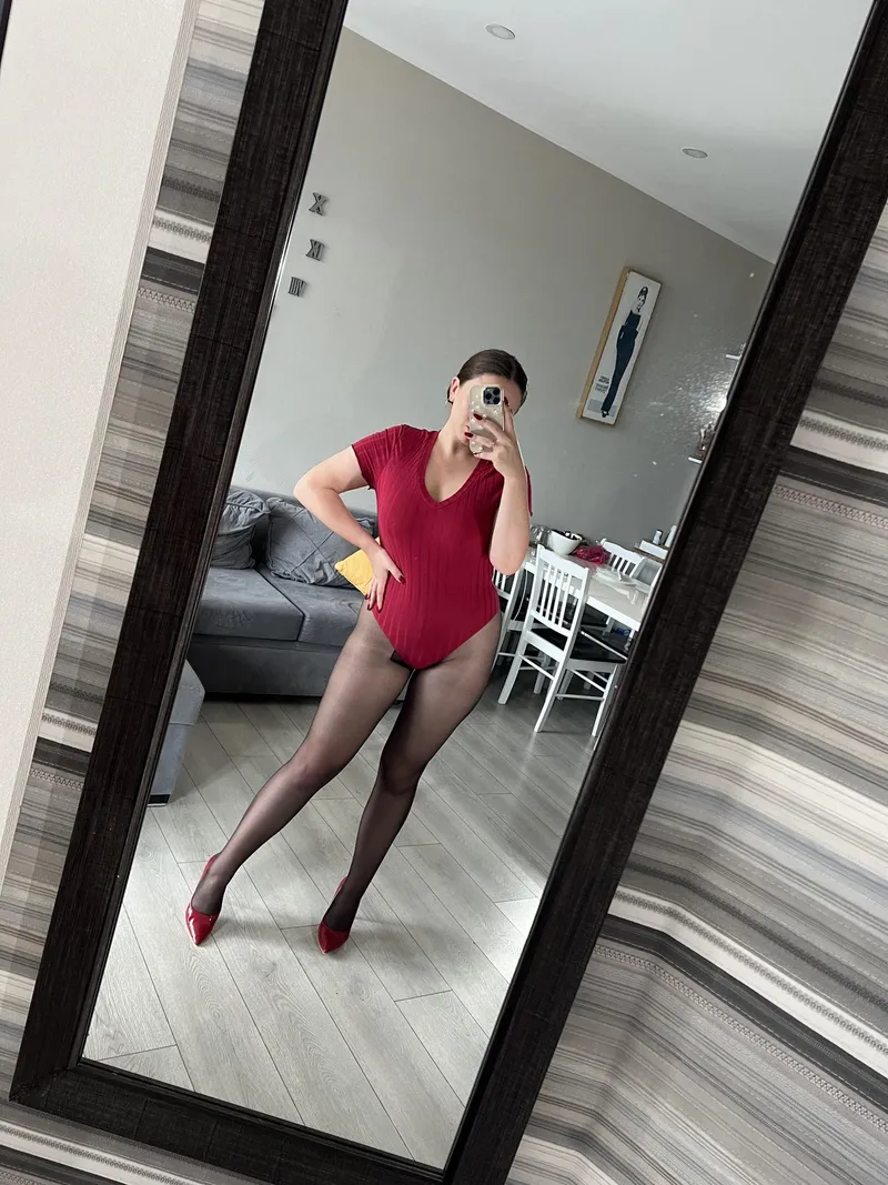 Thumbnail Sheer pantyhose catching the light and tracing every curve effortlessly. by AlinaRoseModel