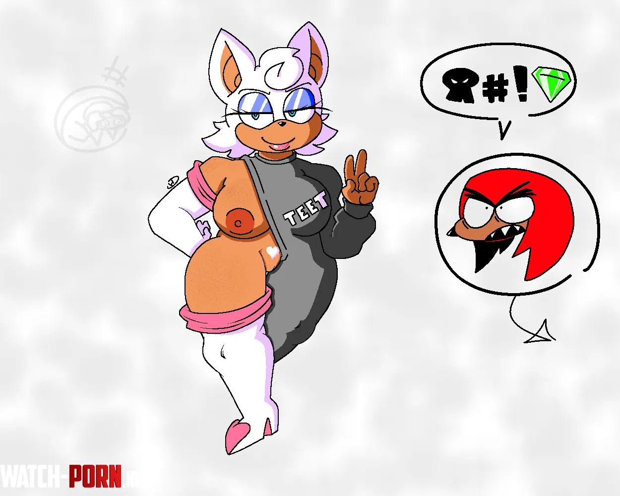 Rouge's new strategy at getting the Master Emerald from knux... and Eggman getting a peak too 🥚 (by me. @wandererdan18.bsky.social) by Wanderer-Dan-Reddit