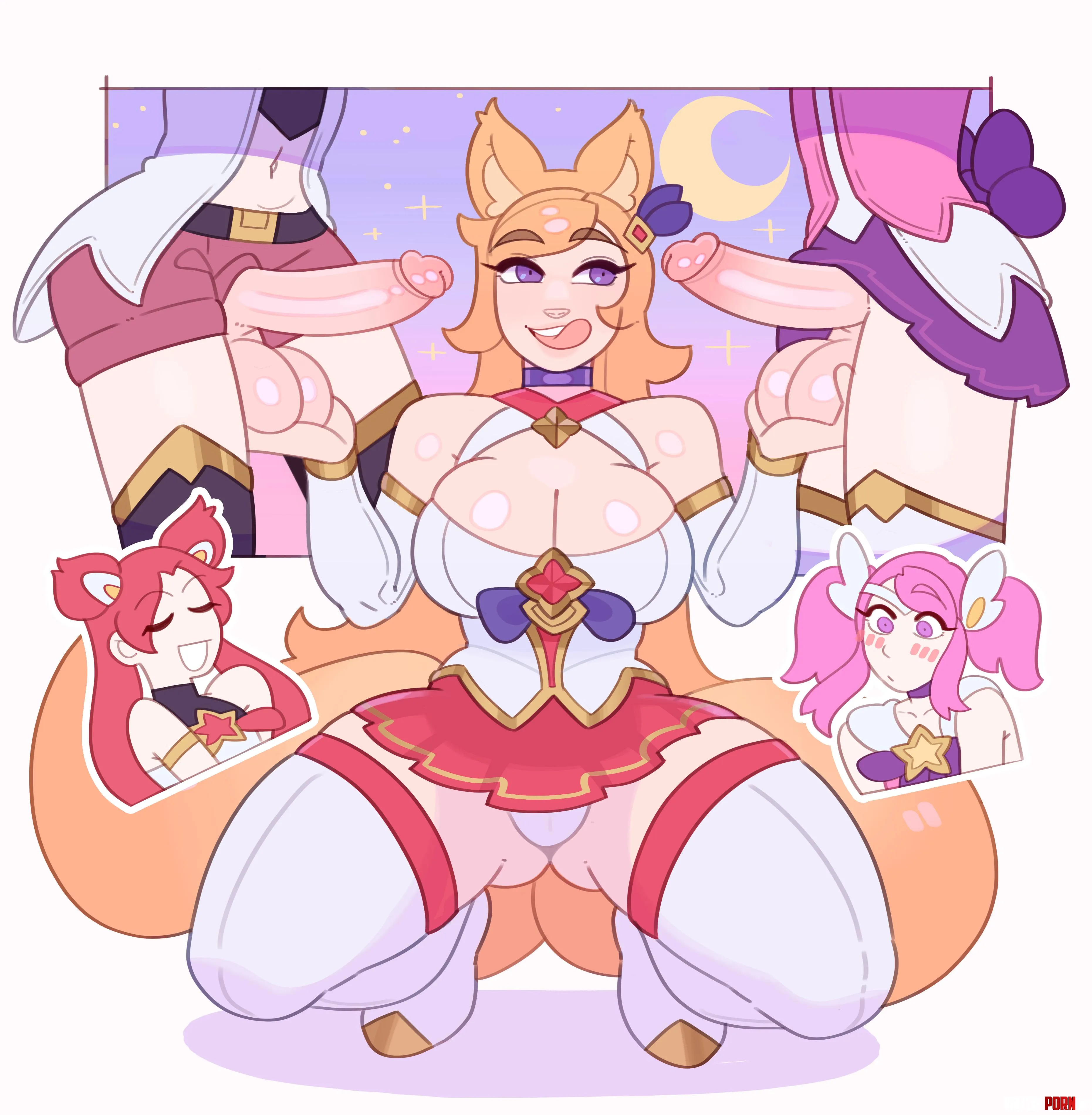 Star Guardians Free time activities, Ahri X Jinx and Lux. (SplashBrush) by Short-Ad224