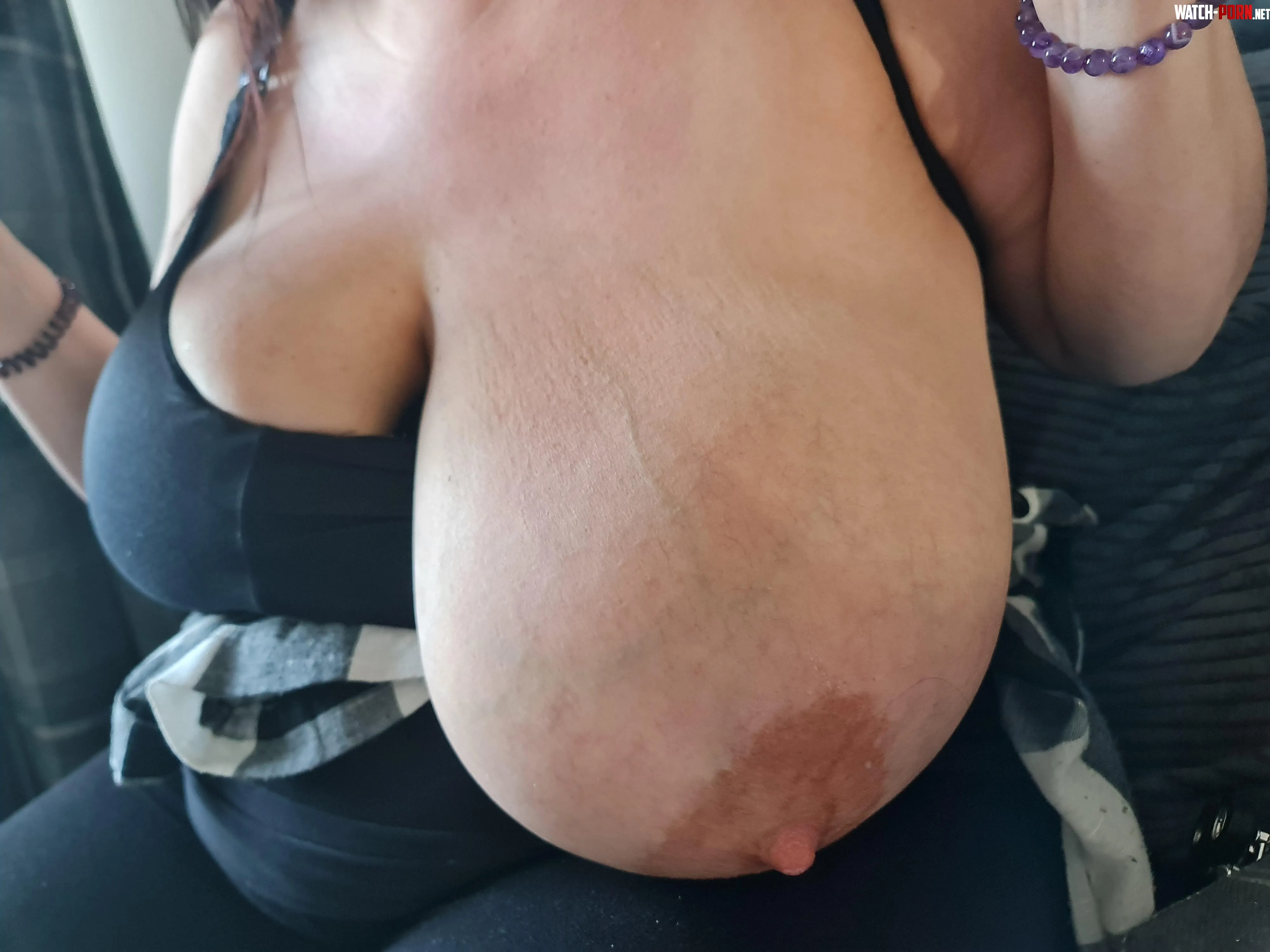 One titty out really shows the sheer size X by hugecupsgirl