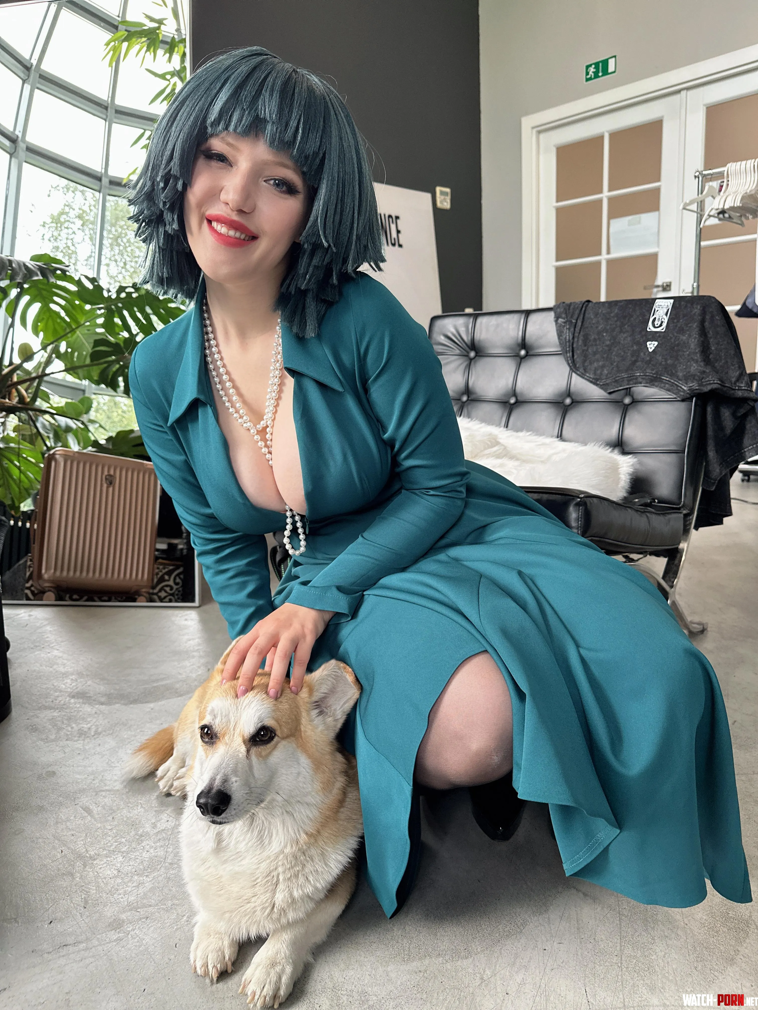 When you have no one to leave your dog with, you just take him along to the shoot... Fubuki from OnePunchMan (Lada Lyumos) by LadaLyumos