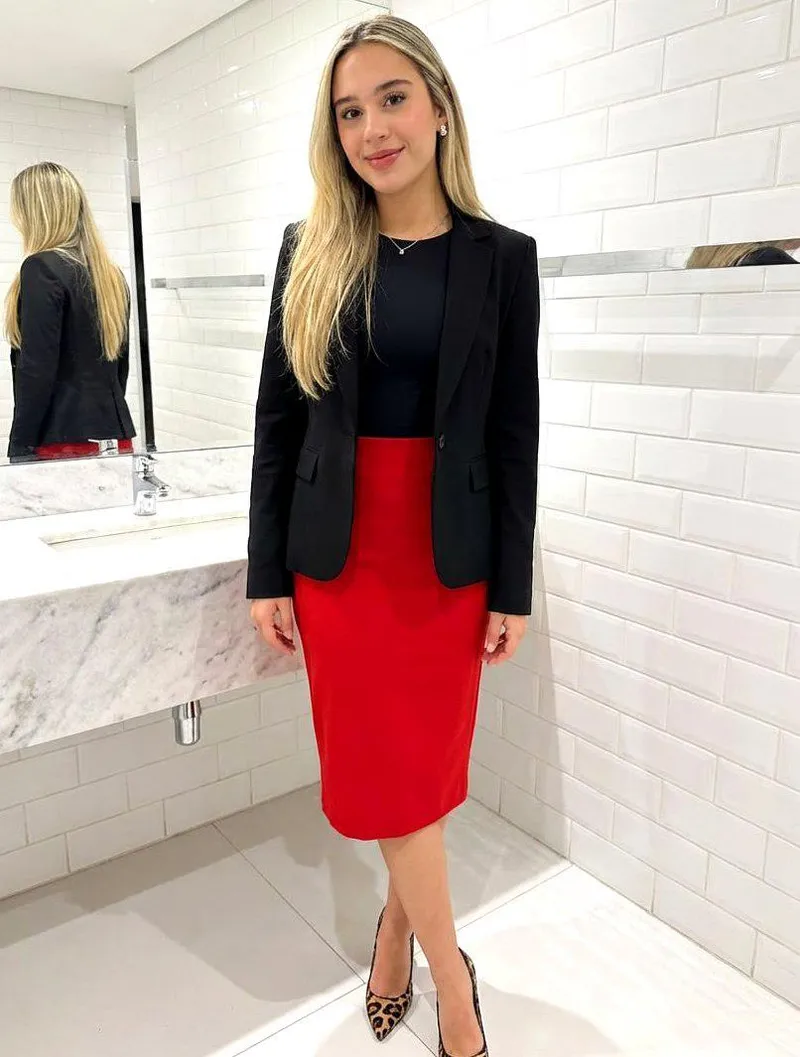 Thumbnail Red Skirt Outfit Perfection by SunnyPetalss | pencilskirts