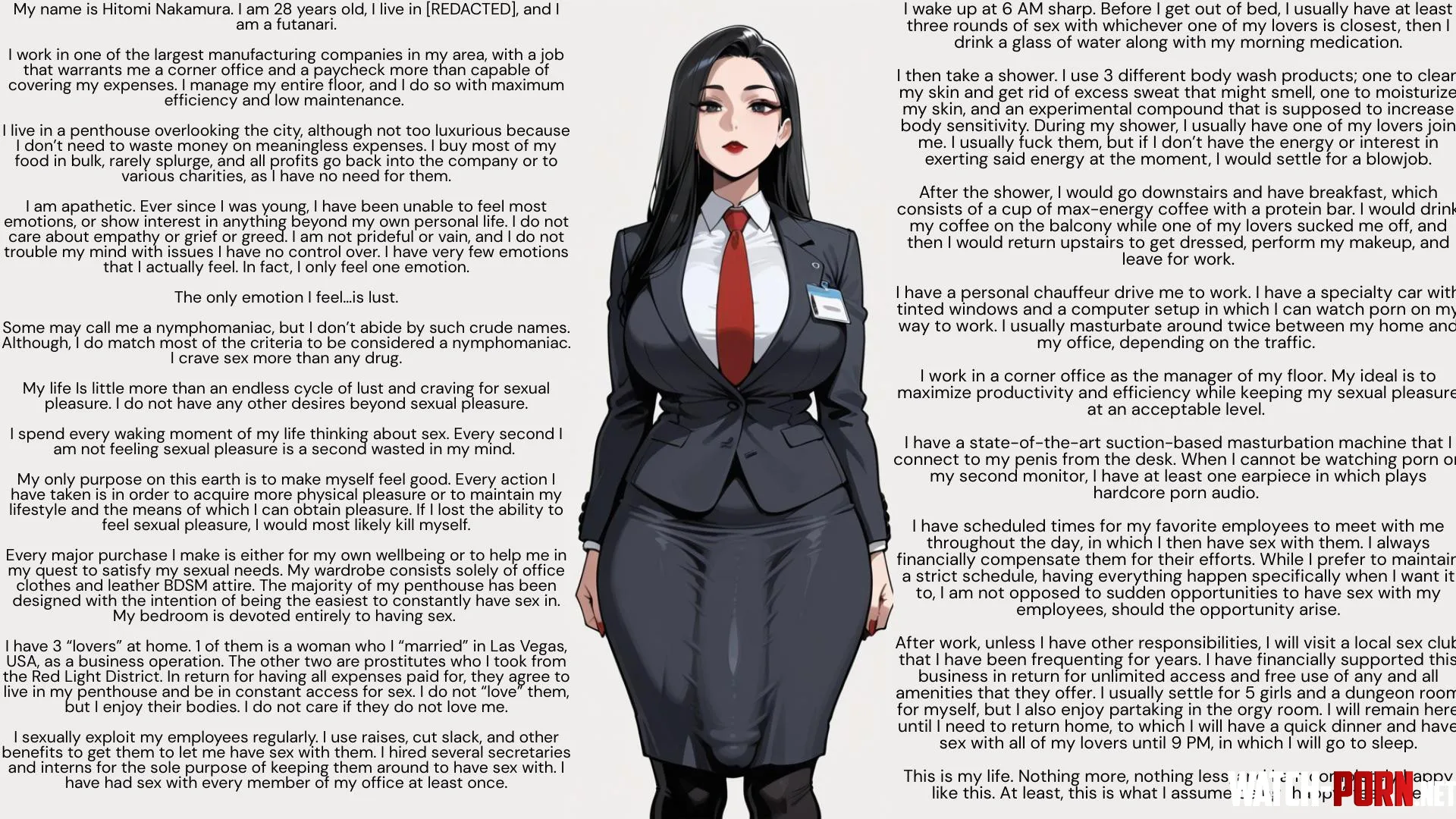 The sins of Hitomi Nakamura [futa POV] [confession narrative] [storytelling] [sex addict] [rich businesswoman] [lots of talking about sex] by S1r-M-Oxlong2