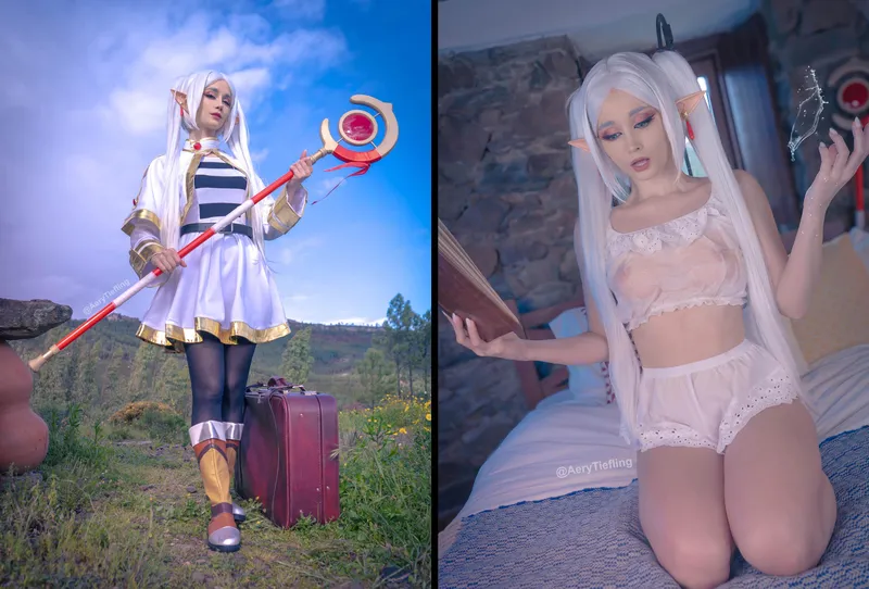 Thumbnail Discover Frieren from Soso no Frieren Nude Cosplay by AeryKorvair