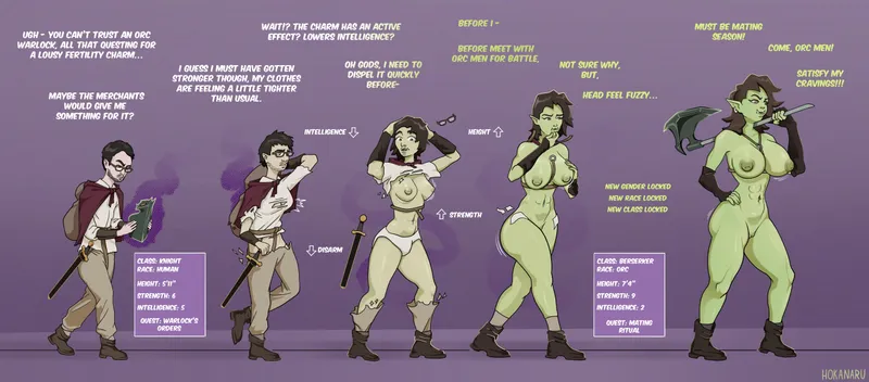 Thumbnail The Cursed Artefact Transformation: Orc to Female by Hokanaru