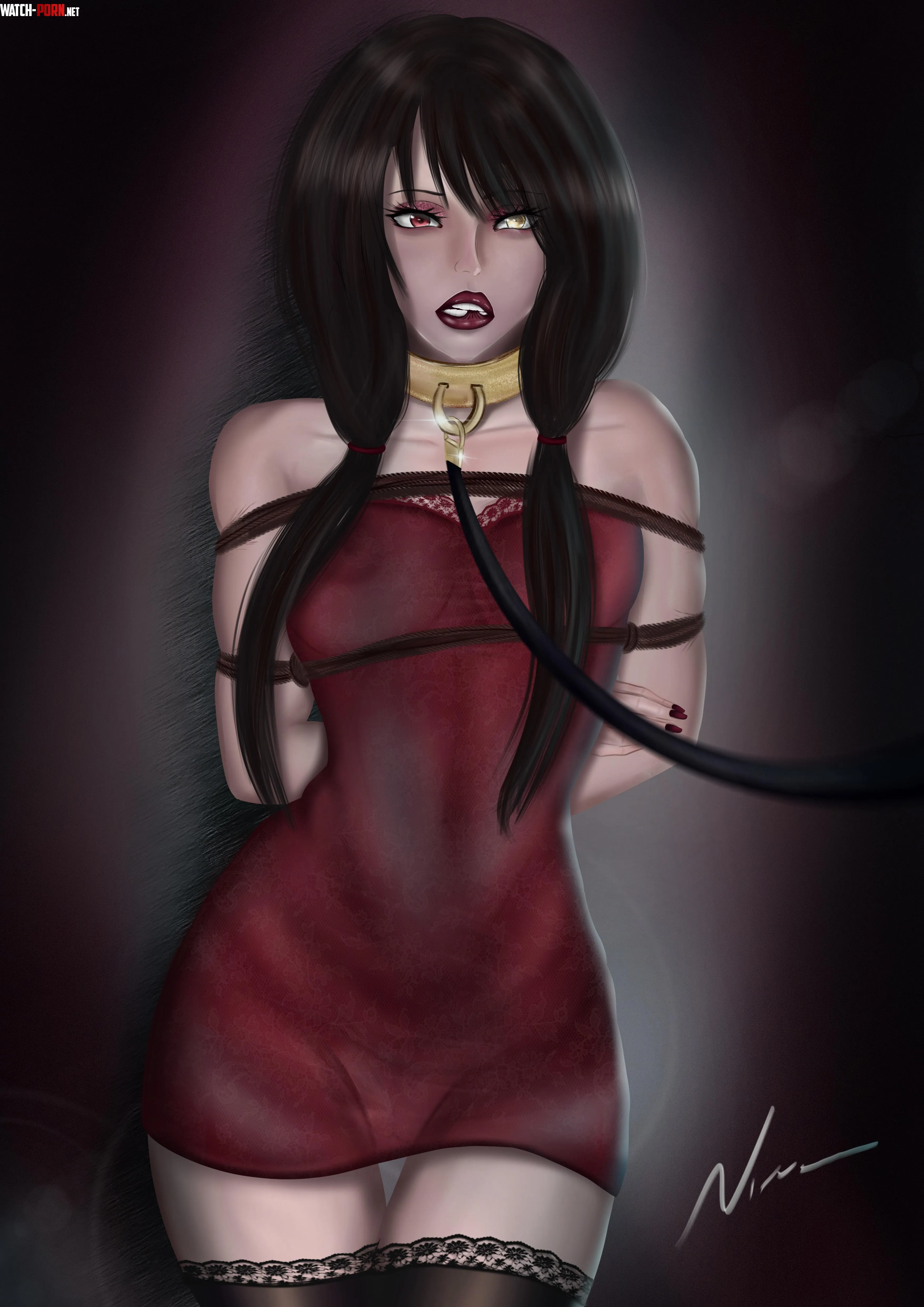 Kurumi leashed made by me (oc) by Nirvana_Art