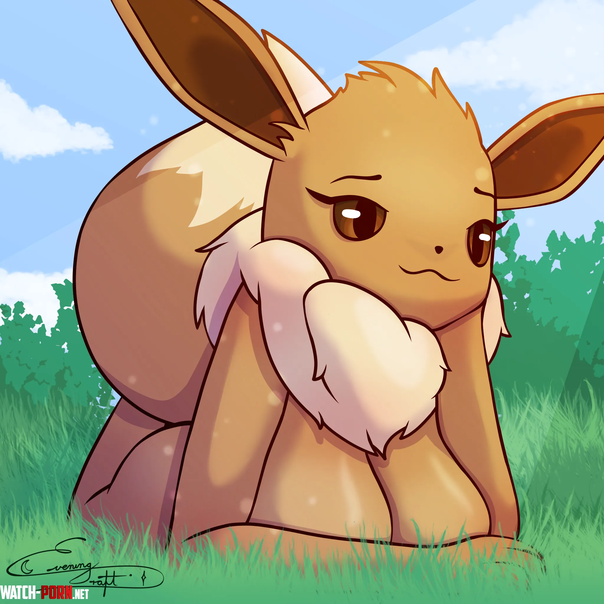 Taking a little break | Eevee (39/1025) [OC] by EveningDraftArt