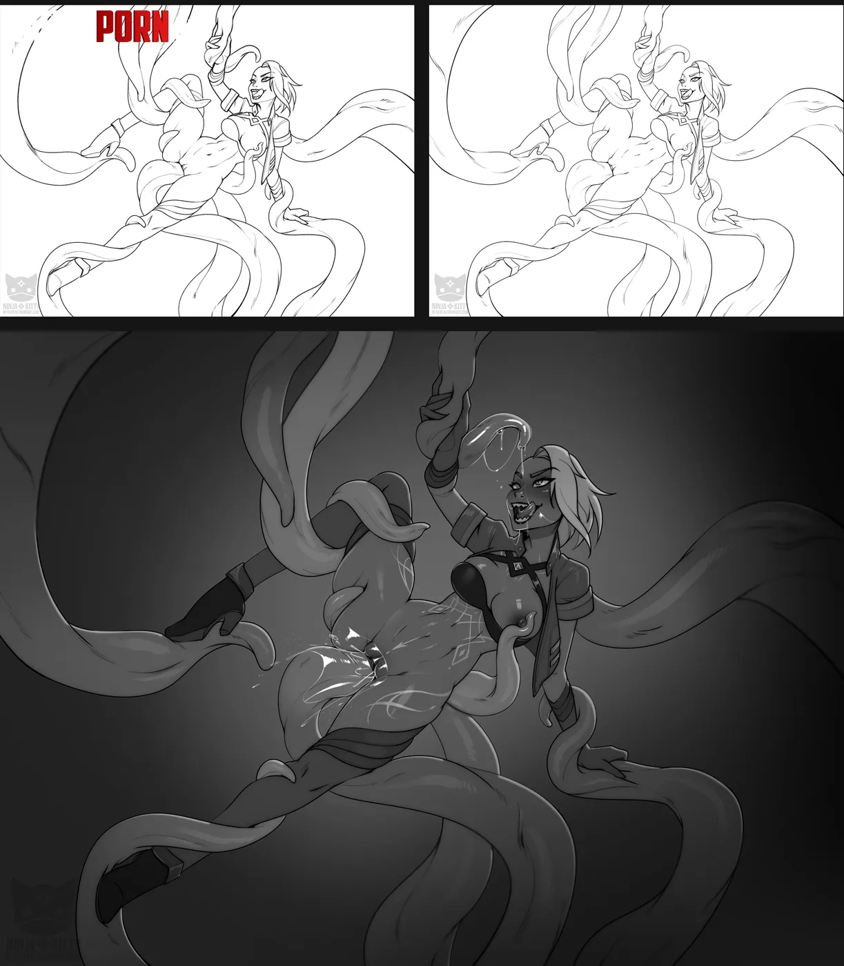 Cevy gets consentacled (NinjaKitty) by EnigmusPrime