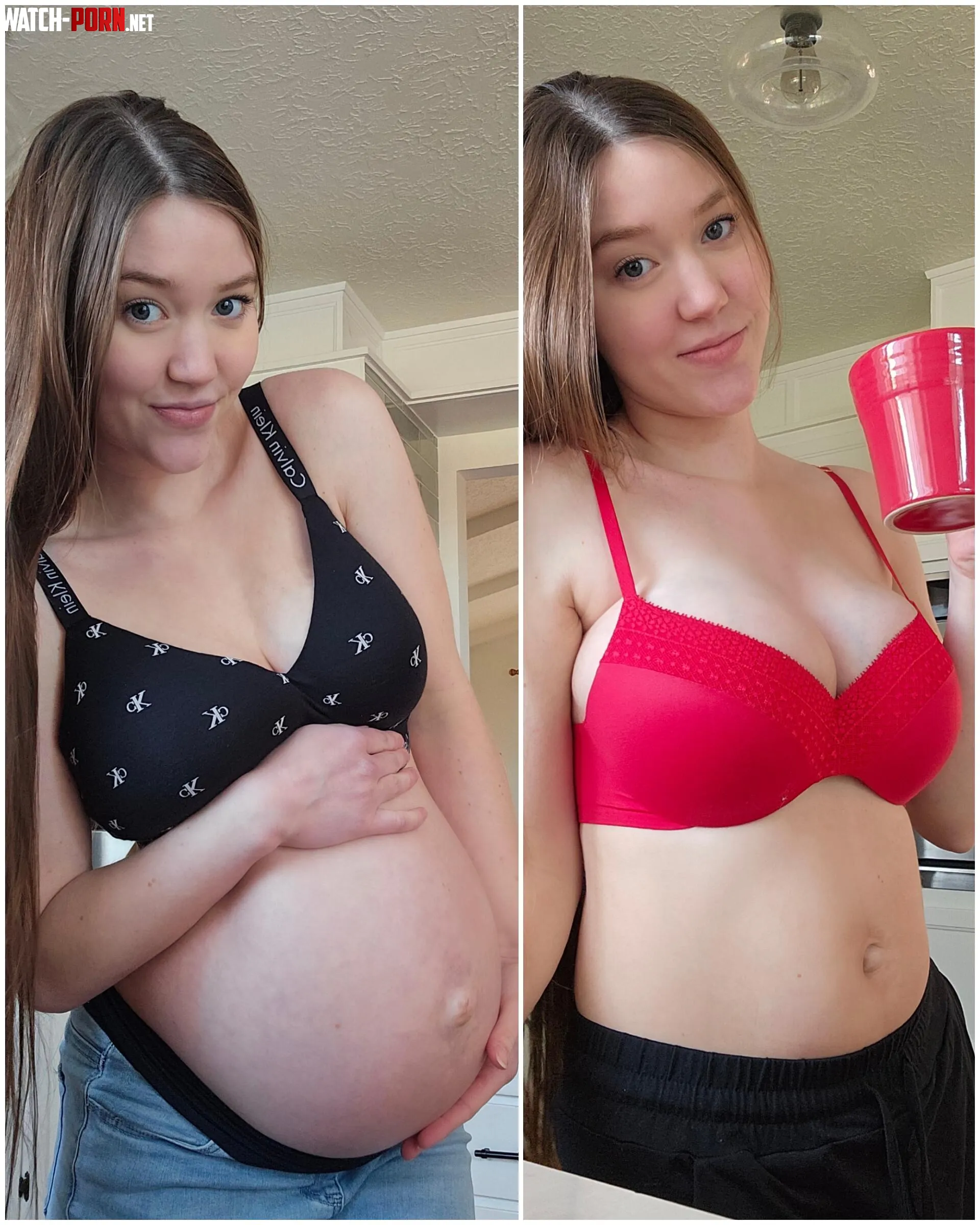 1 week overdue pregnant vs 2 weeks postpartum by jade_love_12345