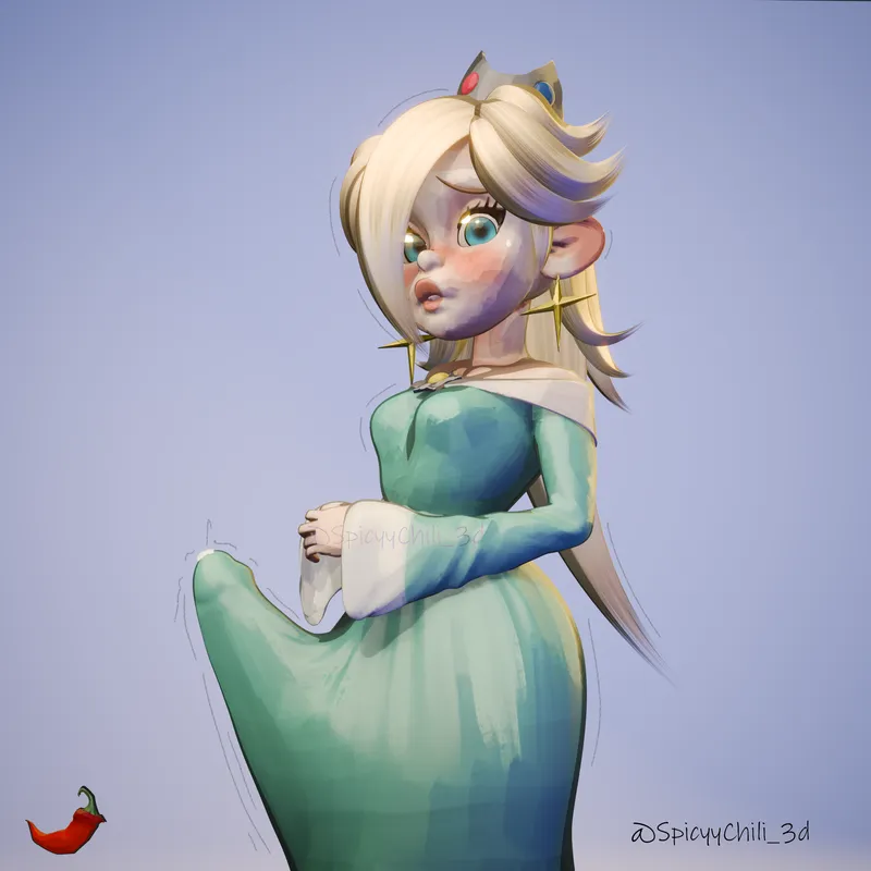 Thumbnail Discover Rosalina's Surprise in This Exclusive MarioRule34 Art by Chili_3d