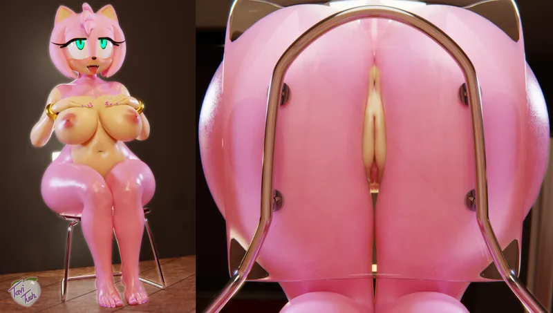 Thumbnail Pleasured Amy on Glass Chair: A Captivating Moment by skylander12345