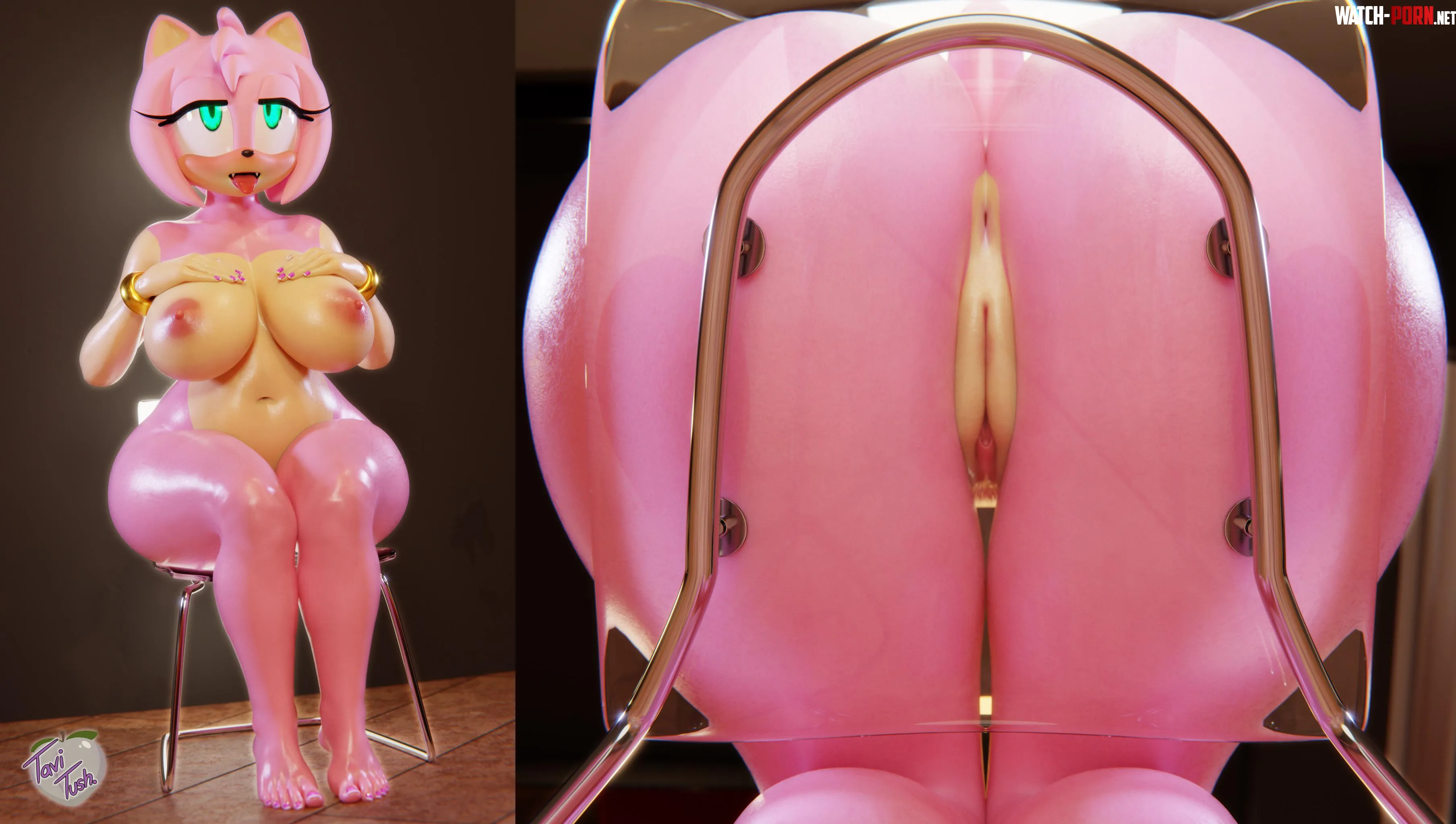 Amy looking pleasured while on a glass chair (tavitush) by skylander12345