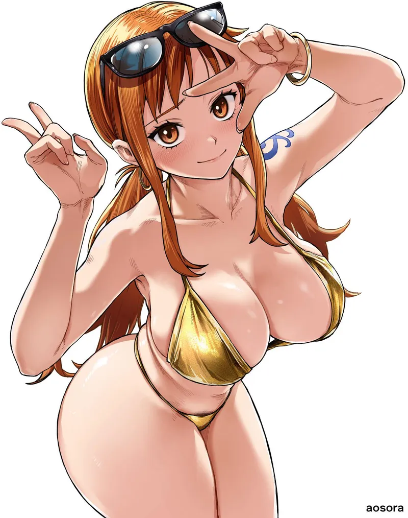 Thumbnail Nami Stuns in Aosora5088's Golden Bikini - Silent_Steak_9540